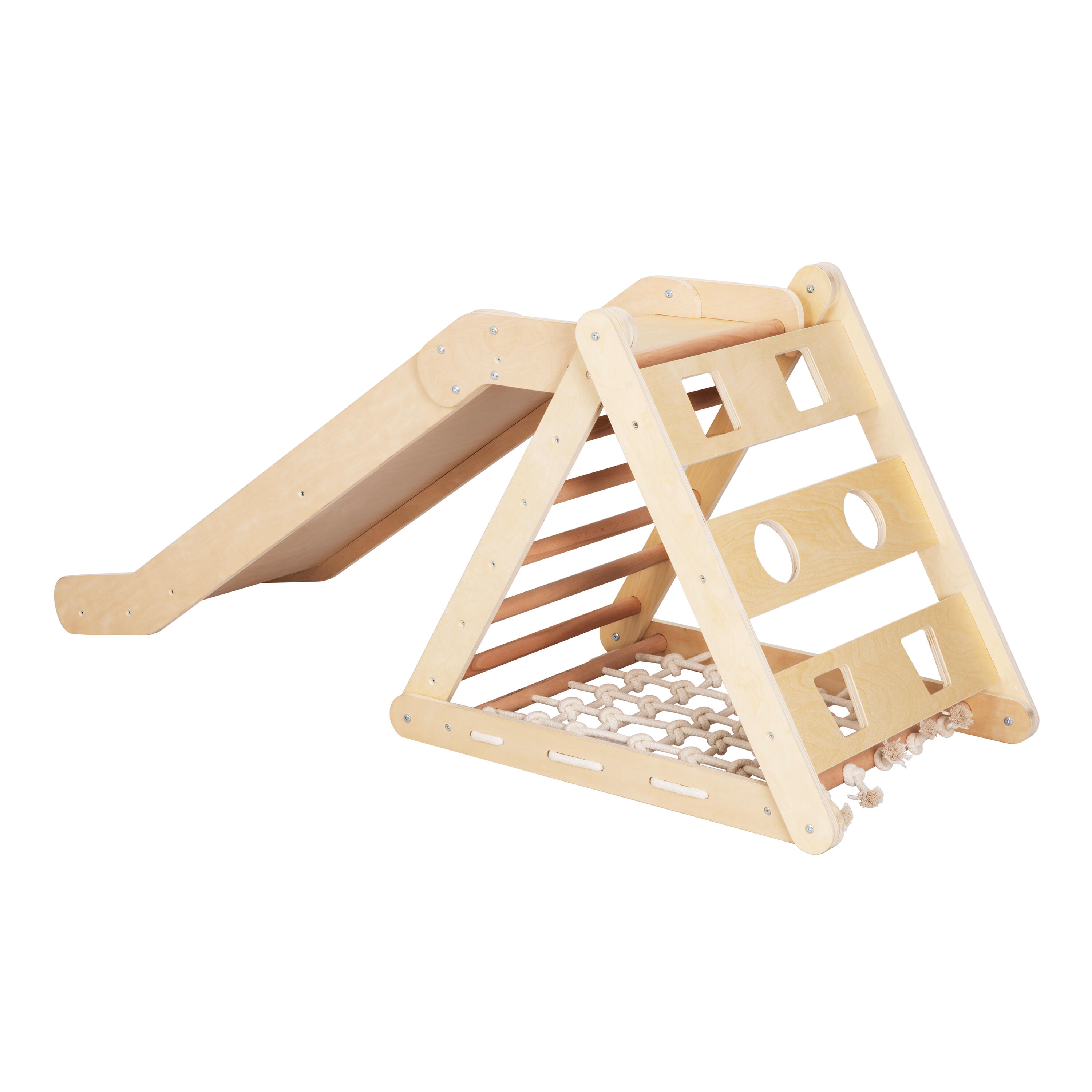 Triangle d'escalade 2 en 1 avec toboggan - Bois, Naturel, Sammie 2-en-1 4/6