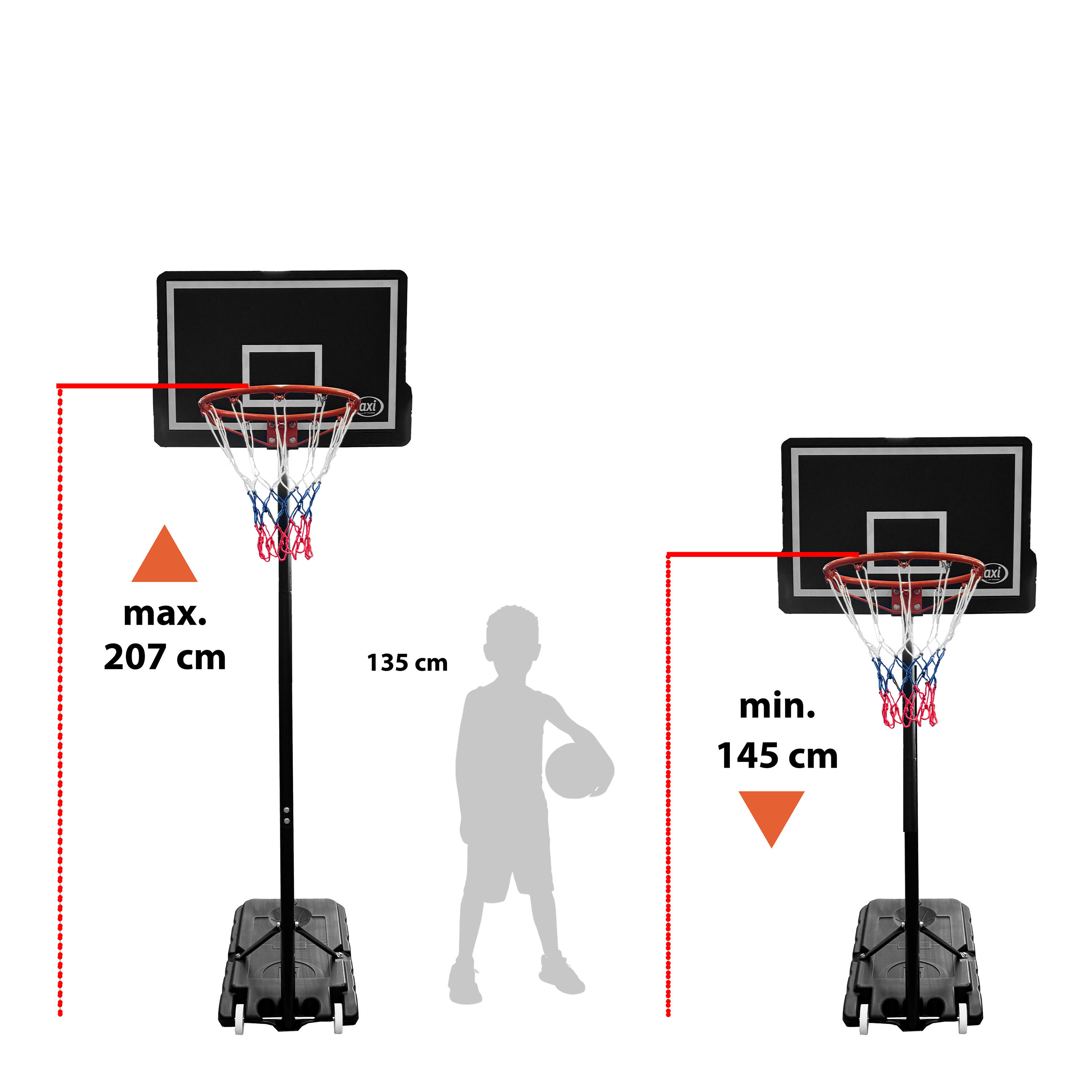 Panier de basket Pro réglable 145/207 cm, + 6 ans, Noir/Blanc 3/7