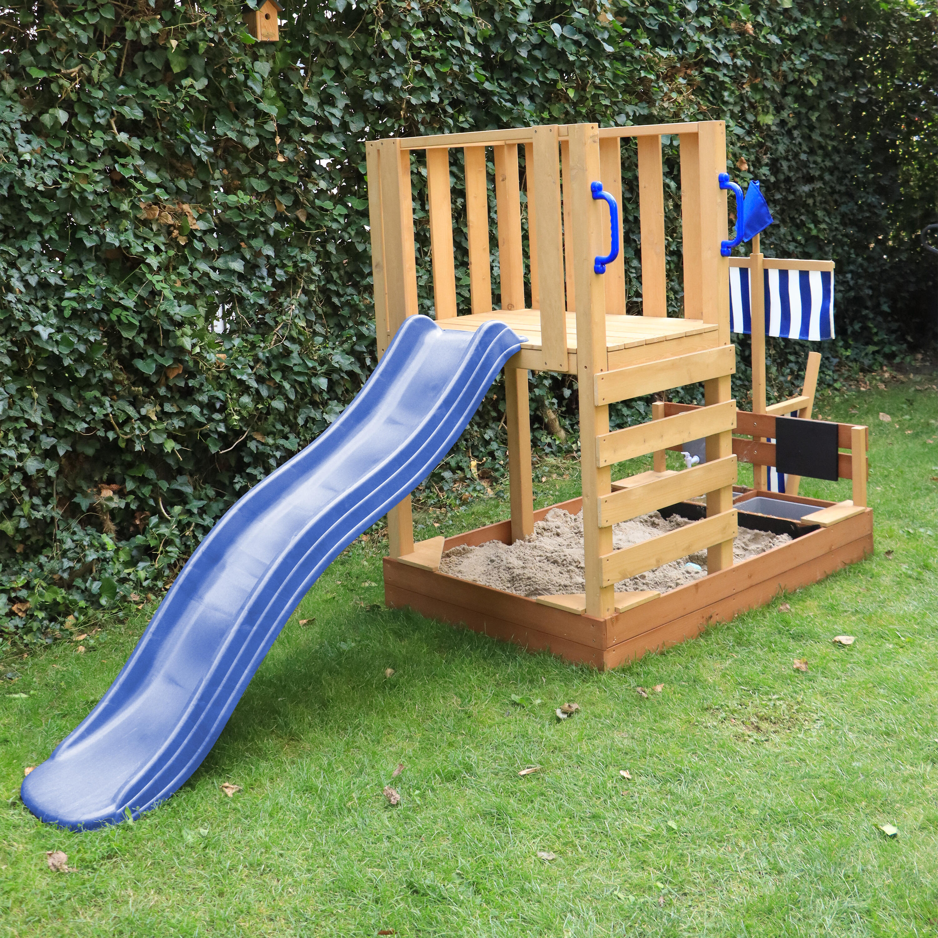 Parque Infantil con arenero, cocina de juguete y pizarra, Vicky, azul 3/7