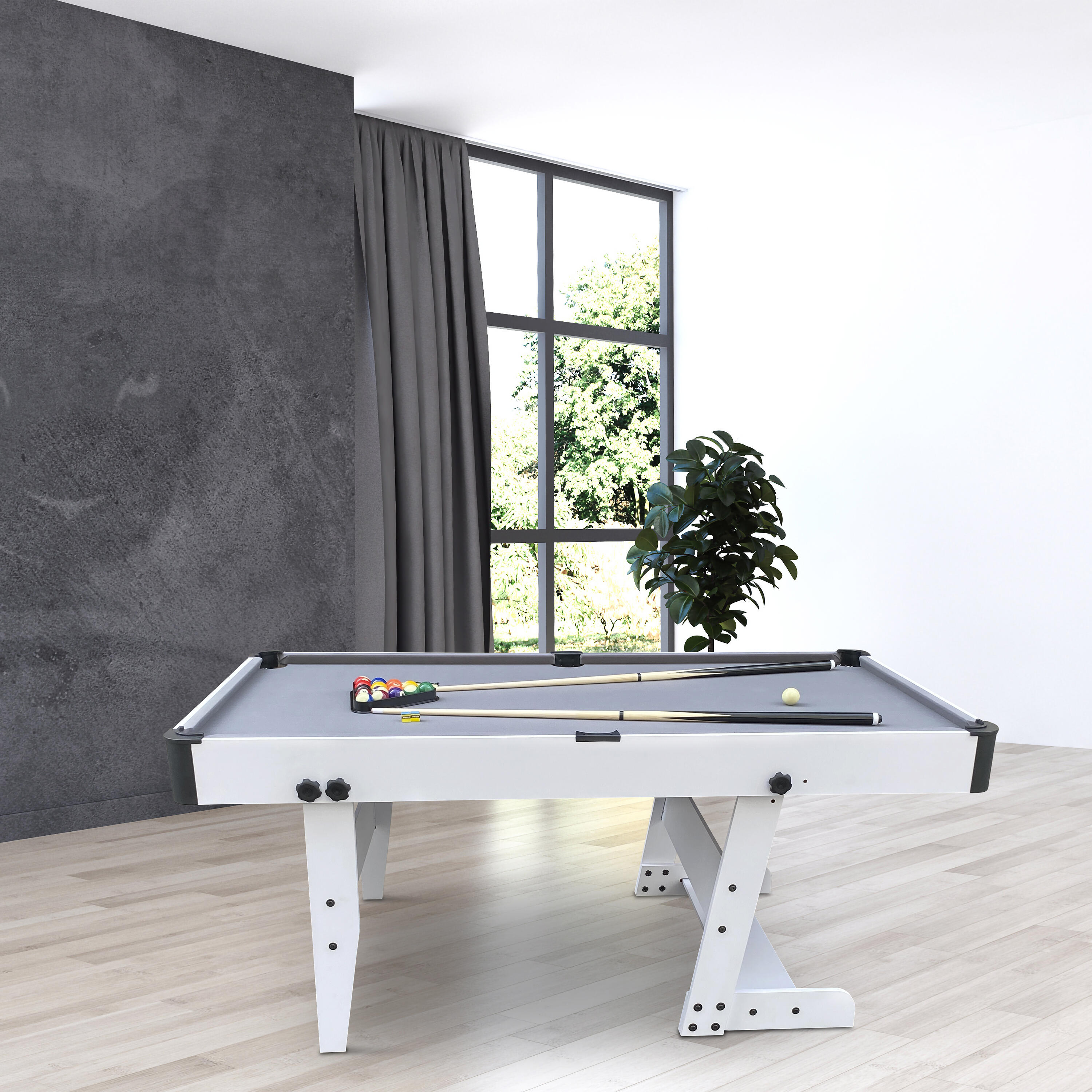 Biliardo, 5 piedi, Hustle L, accessori inclusi, bianco/grigio 3/7