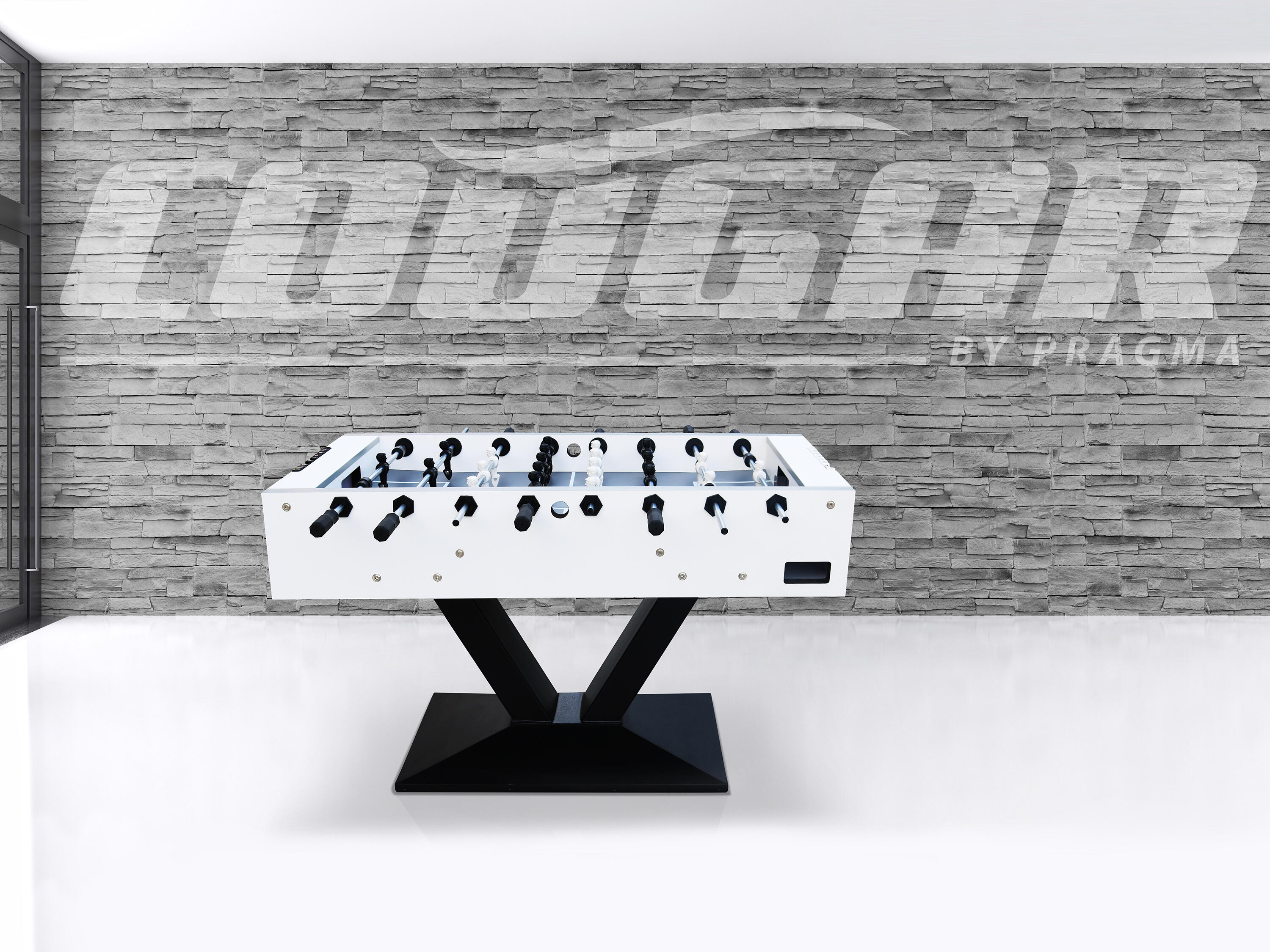Mesa de futbolín, 4 pelotas y marcador Worldcup Premium Pro, blanco 3/7