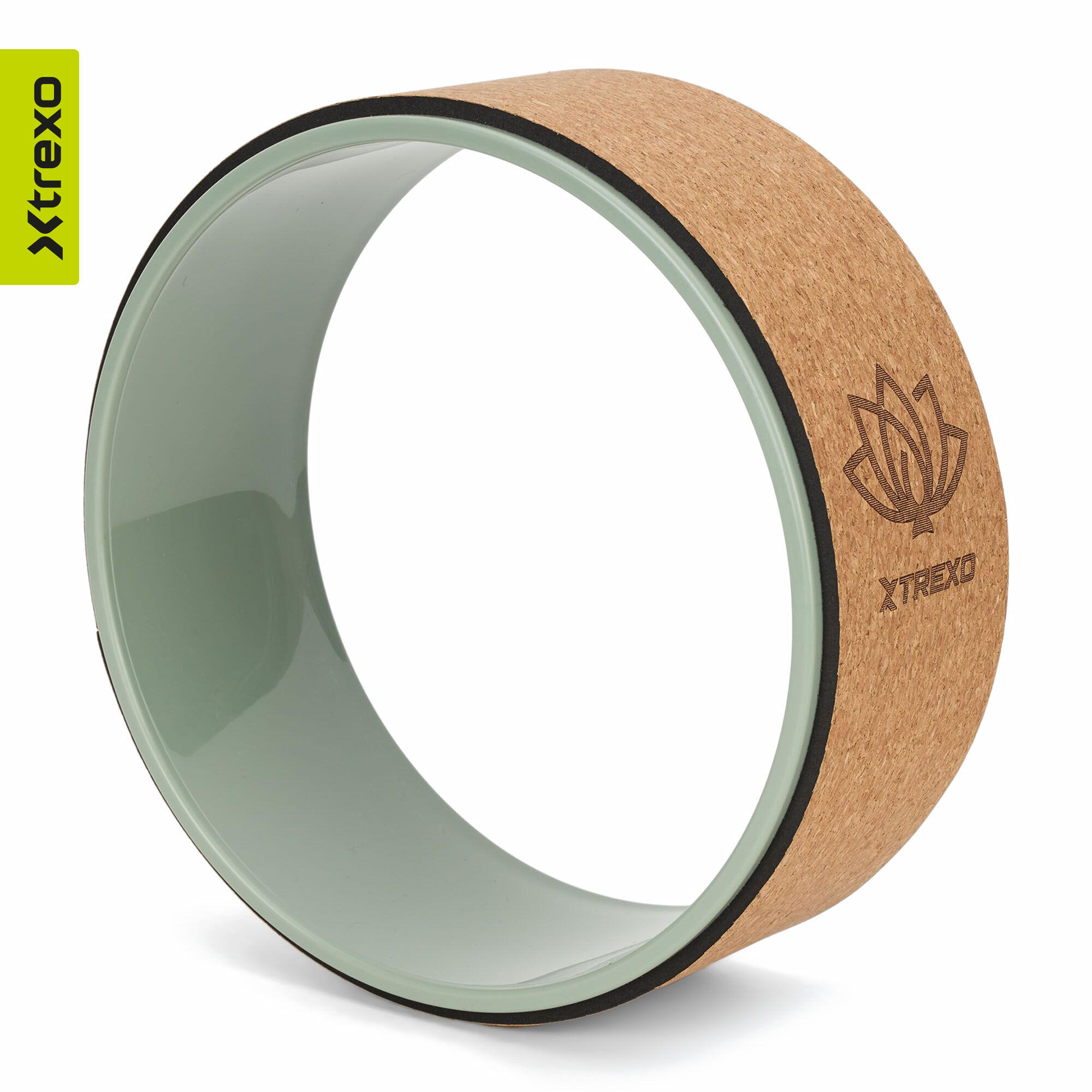 Aro de yoga XTREXO de cortiça Flowheel 32 cm oliva único 3/7