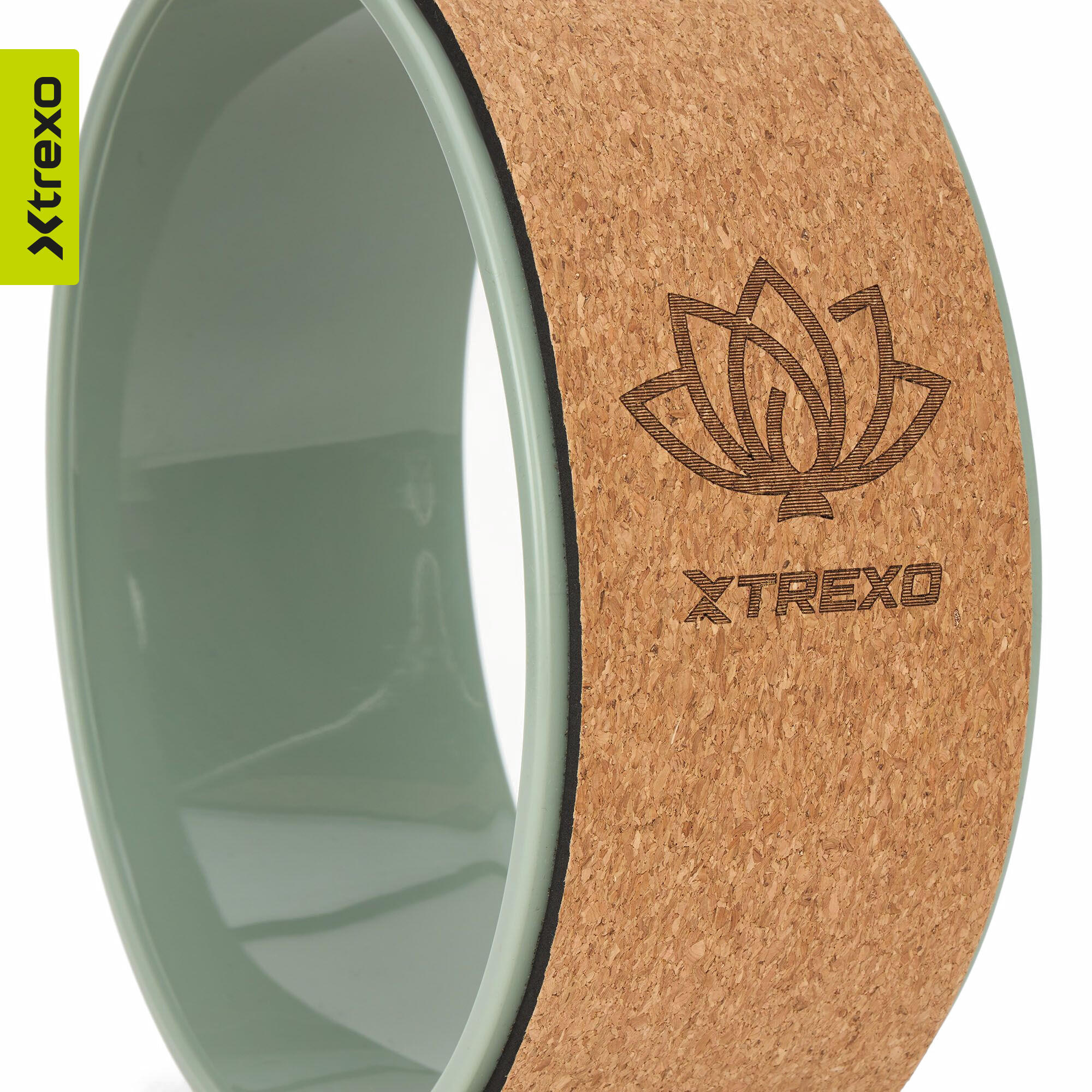 Aro de yoga XTREXO de cortiça Flowheel 32 cm oliva único 4/7