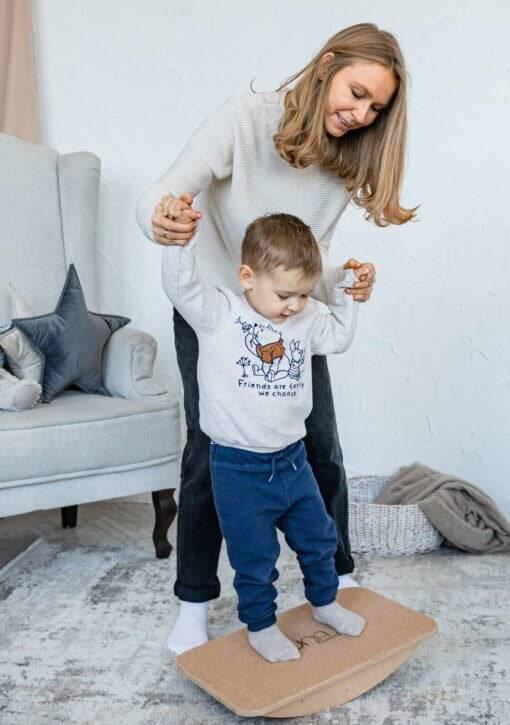 Unisex fitness planche d'équilibre en bois plateau oscillant Belgau Naturel 2/5