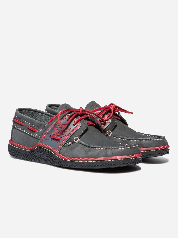 Chaussures bateau homme GLOBEK Encre - cuir, semelle caoutchouc 2/4
