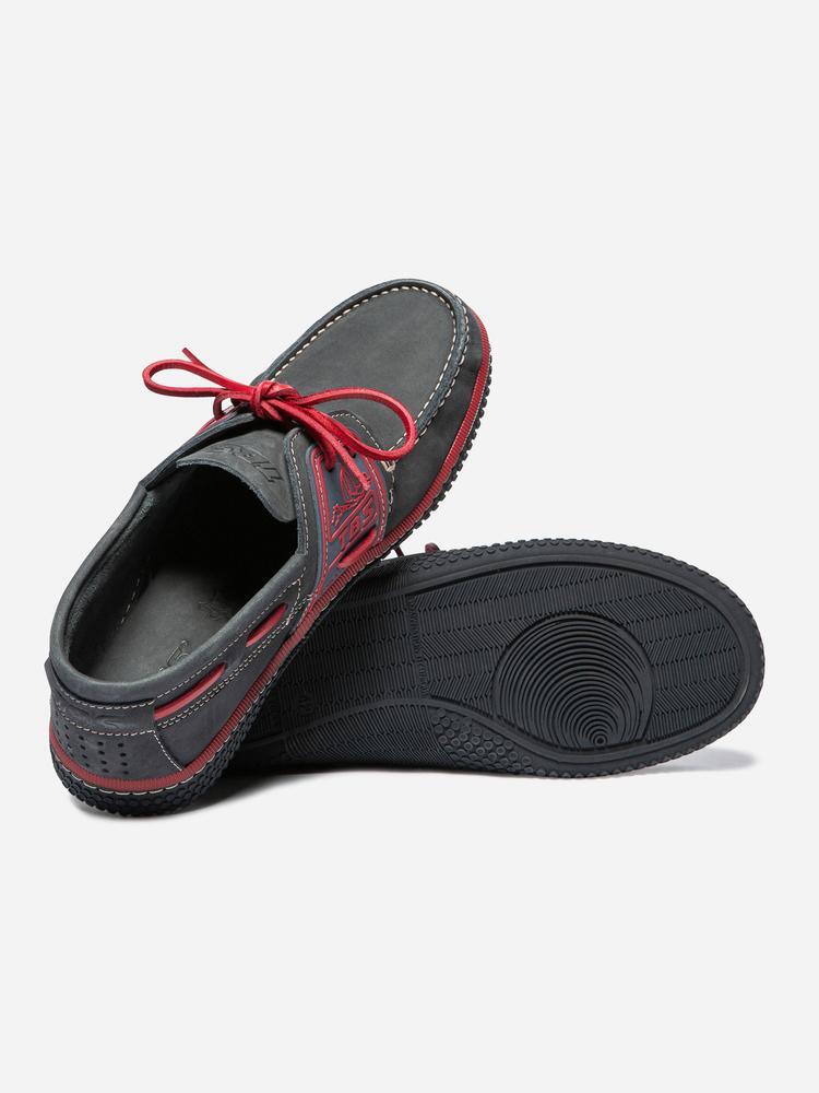 Chaussures bateau homme GLOBEK Encre - cuir, semelle caoutchouc 4/4