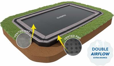 Flat to the ground trampoline rechthoekig north 460x310 cm grijs