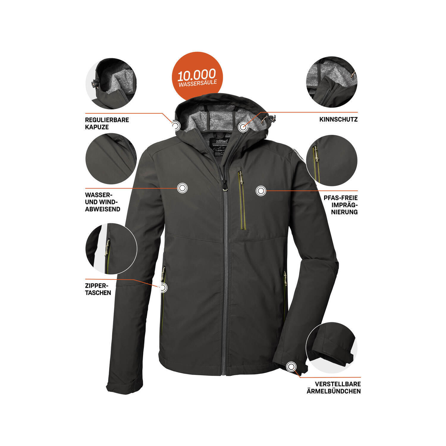 Killtec Softshelljacke Herren Wasserabweisend mit Kapuze leicht 3/7