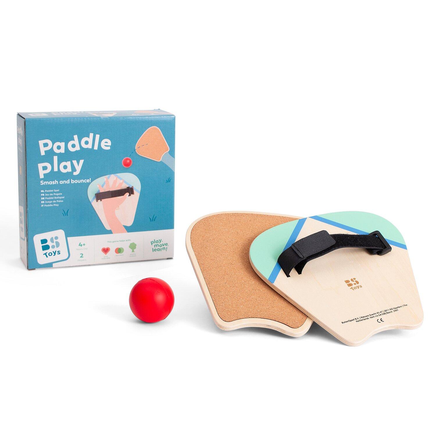 Padelracket set van hout voor kinderen - buitenspeelgoed - 2 rackets en 1 bal 3/8