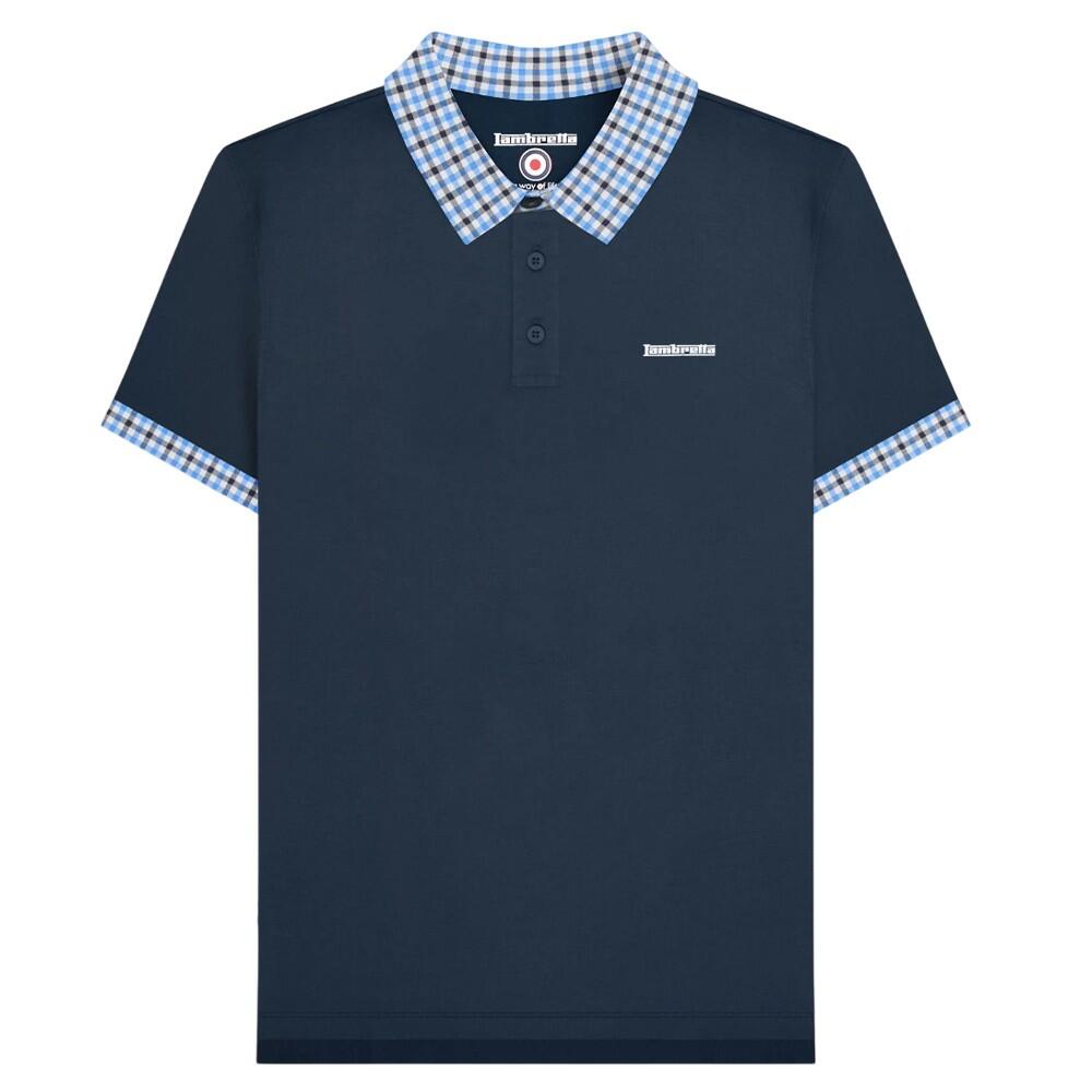 Lambretta Mens Gingham Collar Big & Tall Polo Shirt
