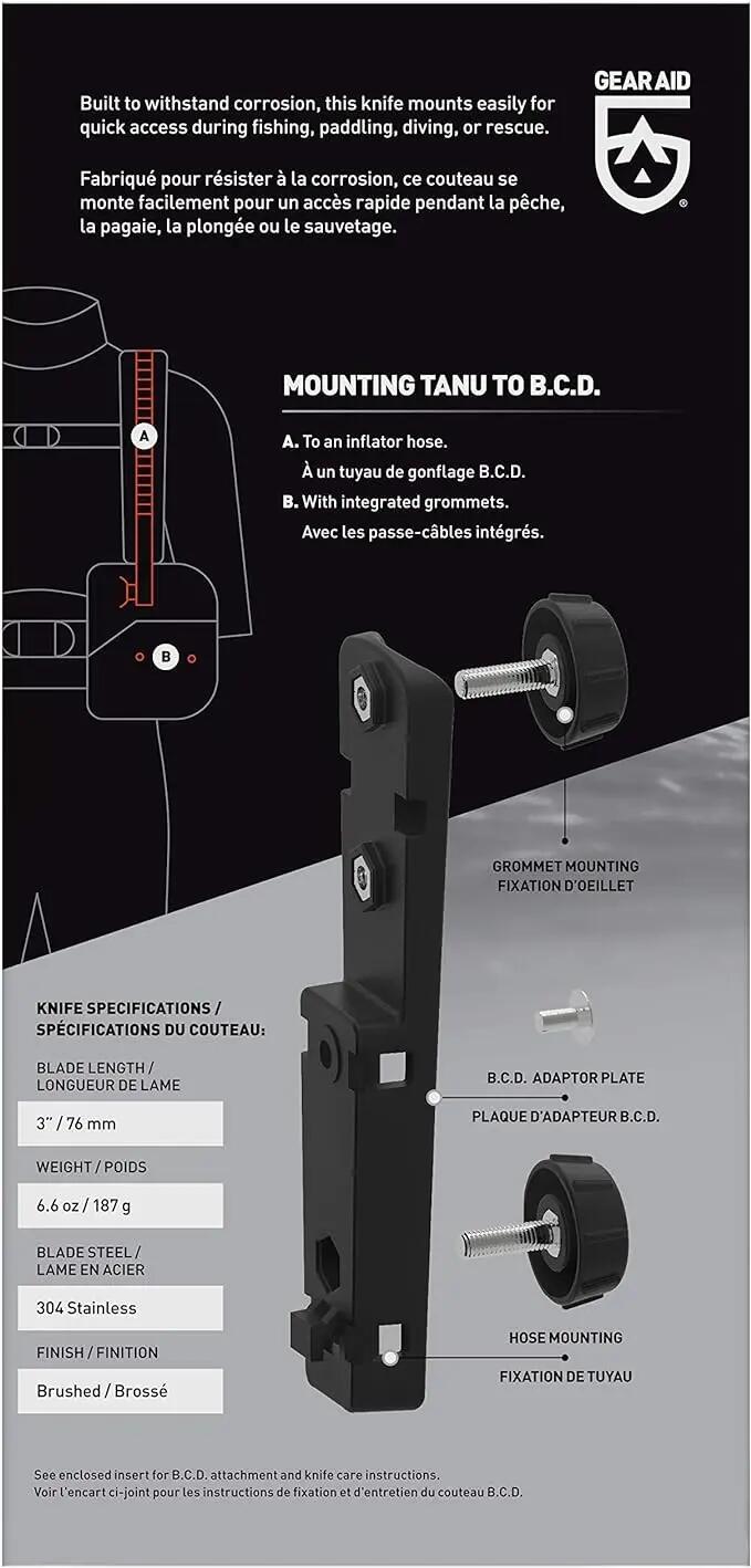 Nůž TANU™ green + B.C.D. Adapter, Gear Aid 5/5