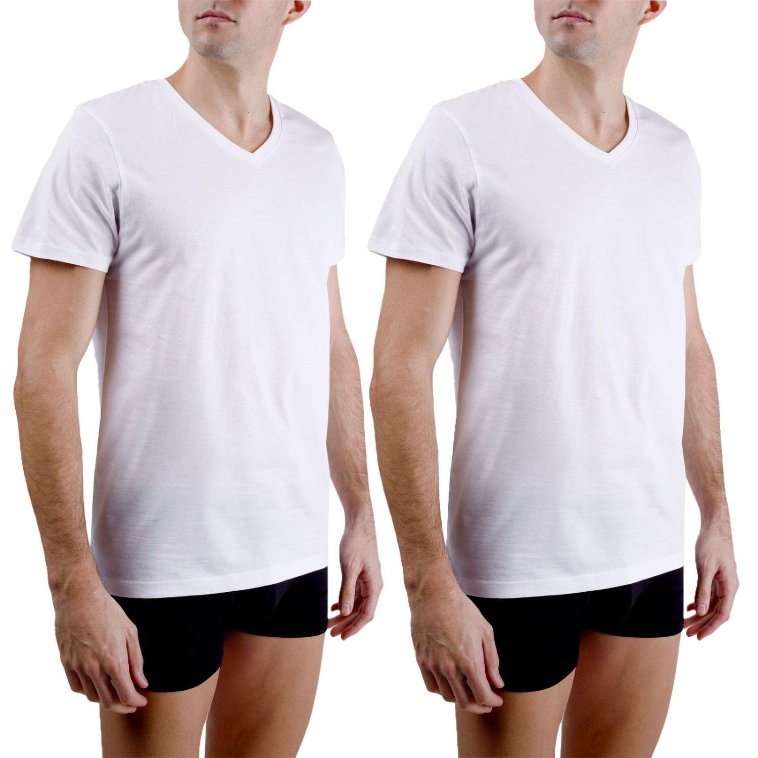 Lot de 2 t-shirts homme en col v avec broderie sur la poitrine 1/1