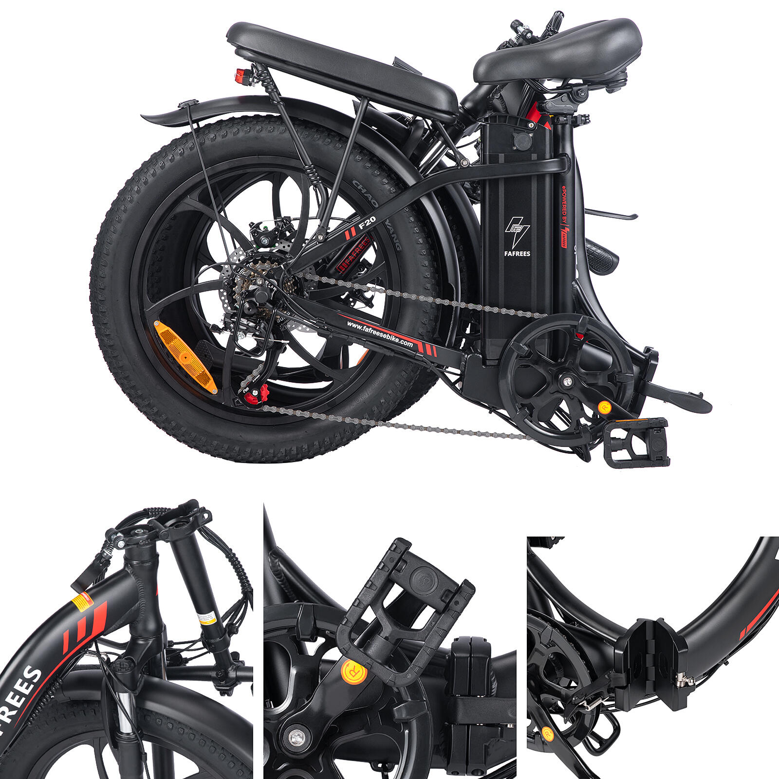 Bicicleta eléctrica plegable FAFREES F20, motor de 250W, batería de 36 V y 18 AH 5/7