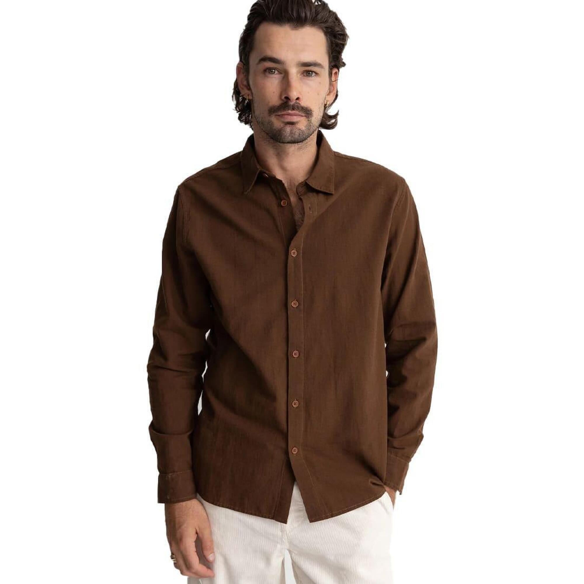Rhythm - Classic Linen L/s - Chemise Homme - Chemise Manches Longues - Marron - Decathlon