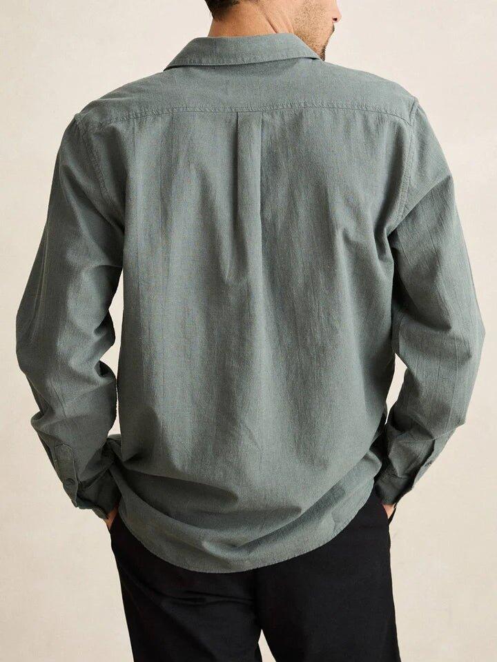 Profuomo linnen casual overhemd lichtblauw