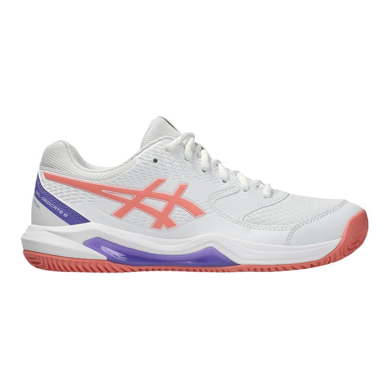 Women's Asics Gel-Dedicate 8 White Sneakers.
