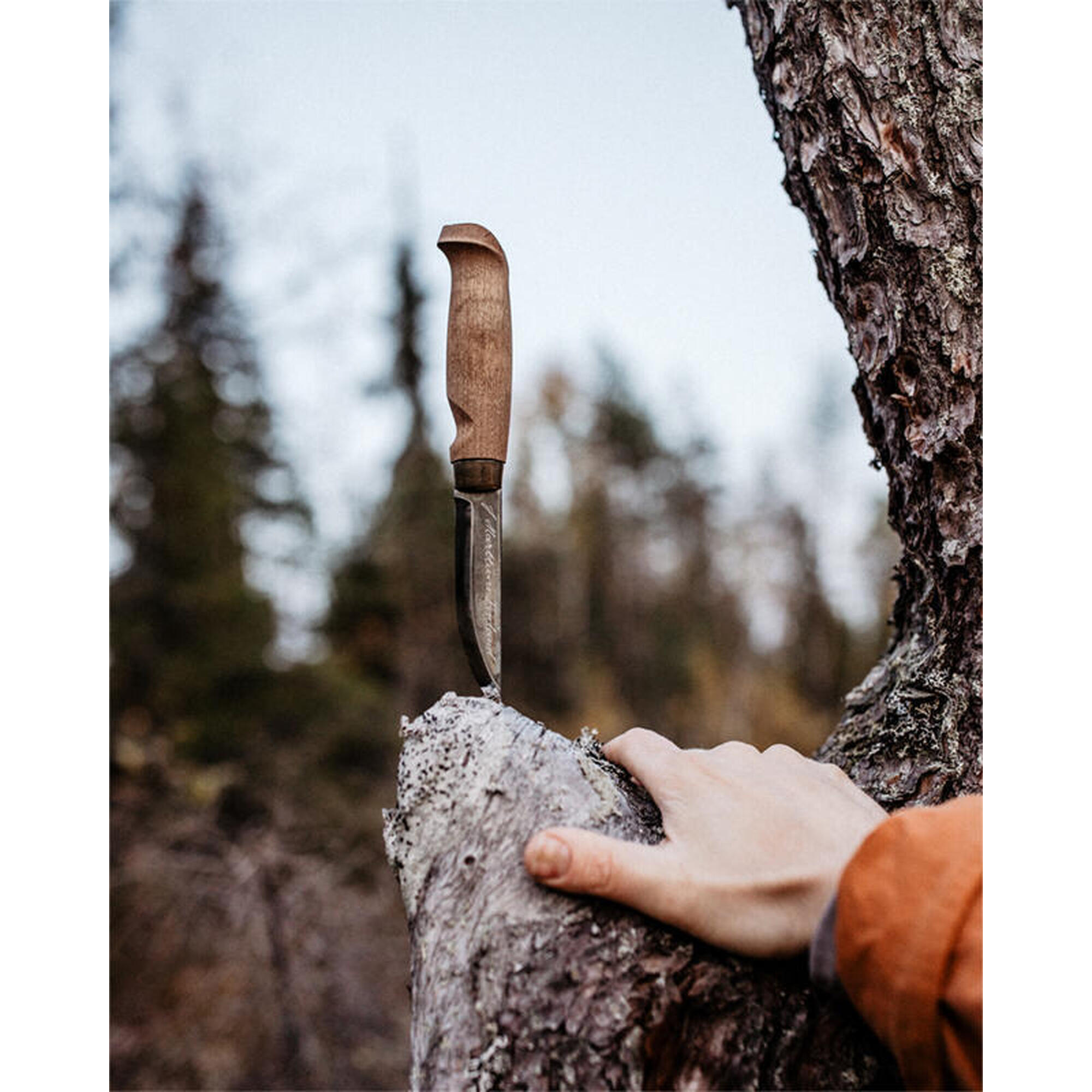 Cutit Marttiini Lynx Lumberjack otel carbon cu teaca piele