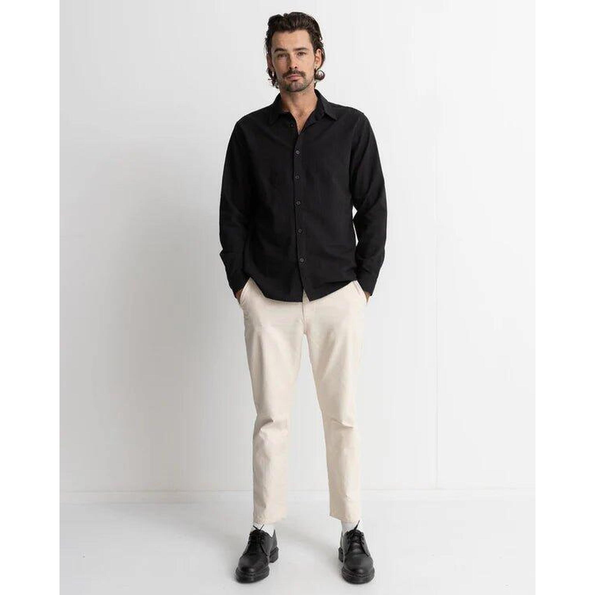 Rhythm - Classic Linen - Chemise Manches Longues Homme - Chemise Manches Longues - Noir - Decathlon