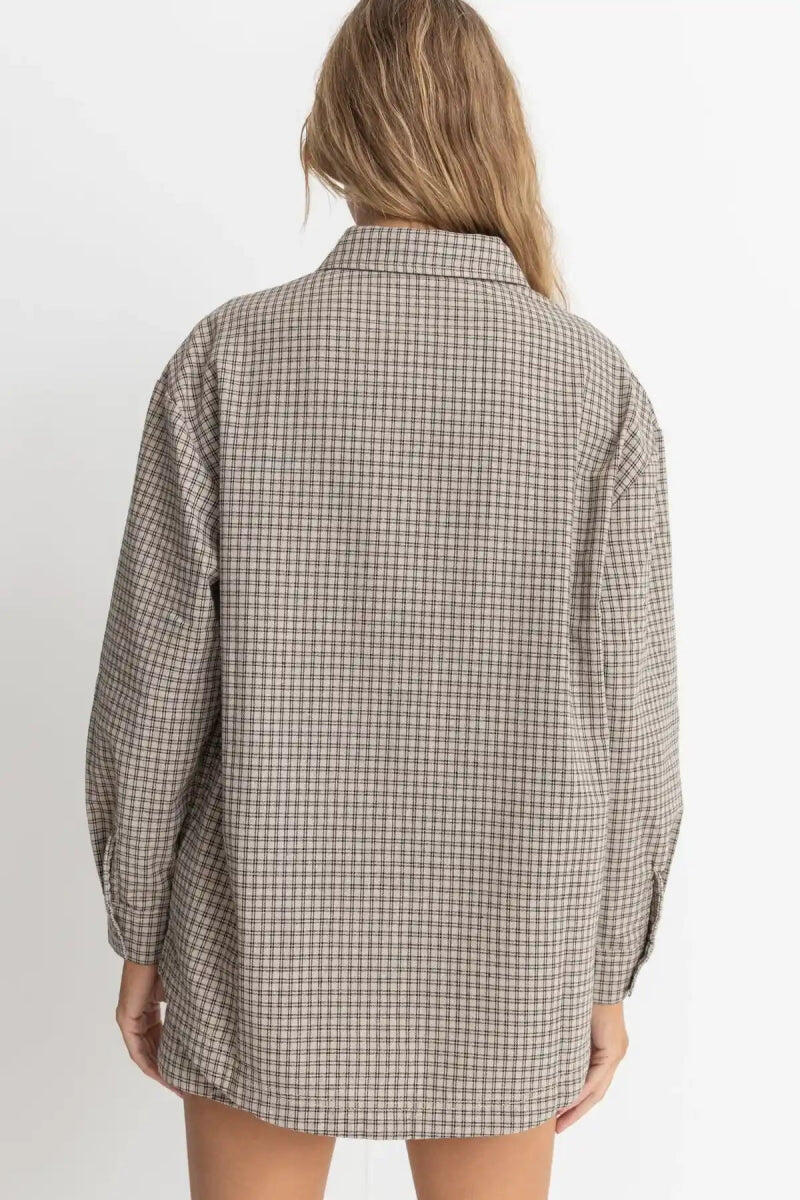 Camisa Oversized de Manga Larga para Mujer Sandy Check 3/4
