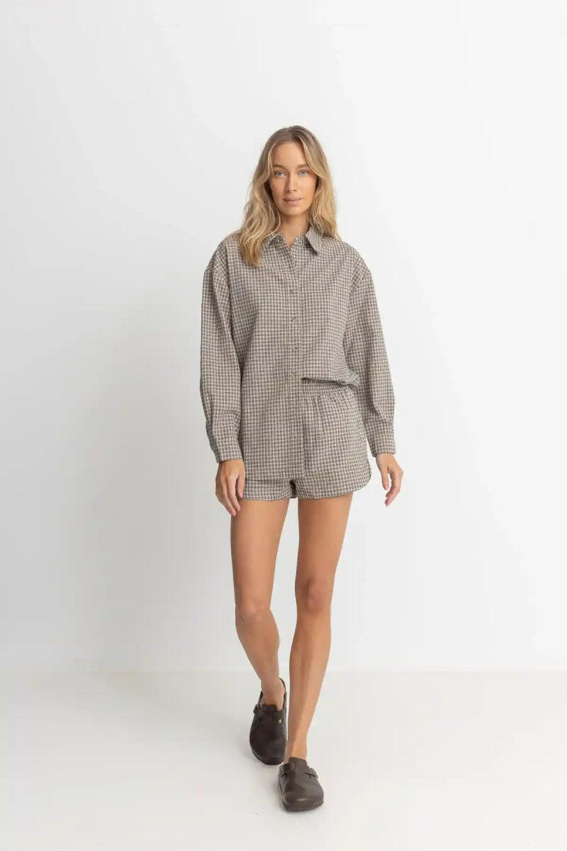 Camisa Oversized de Manga Larga para Mujer Sandy Check 4/4