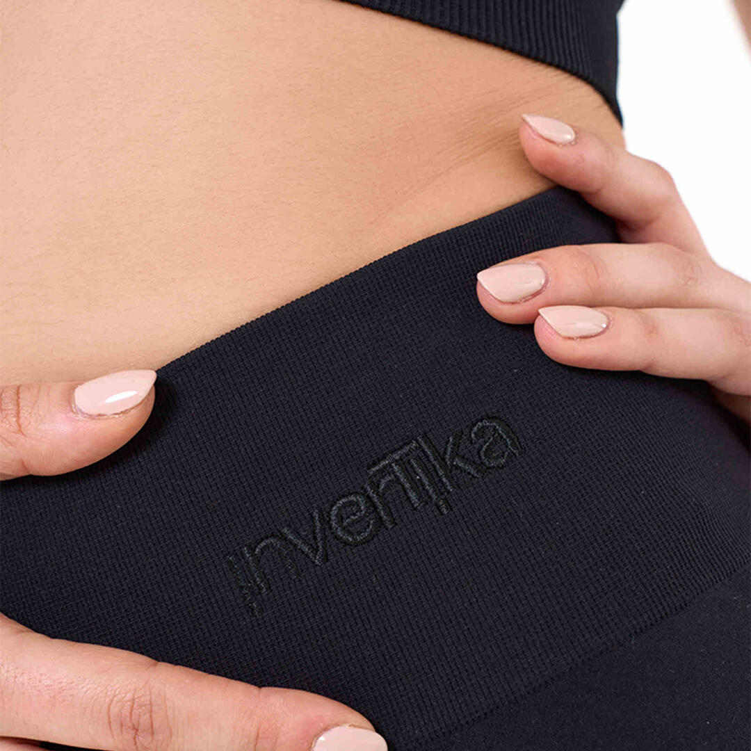 Shorts donna vita alta push up senza cuciture allenamento e tempo libero Nero 5/5