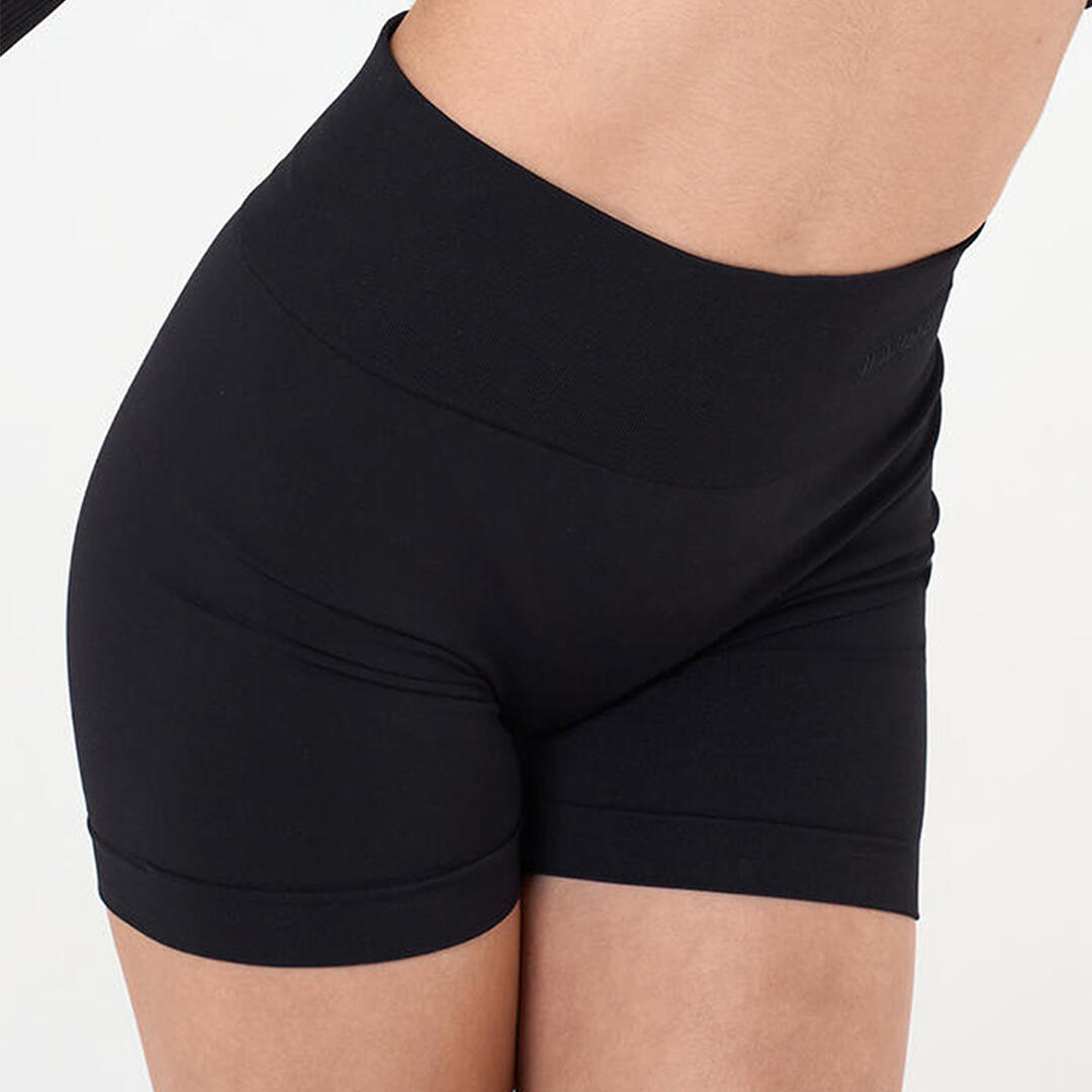 Shorts donna vita alta push up senza cuciture allenamento e tempo libero Nero 4/5