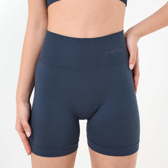 Shorts donna vita alta push up senza cuciture allenamento e tempo libero Blu
