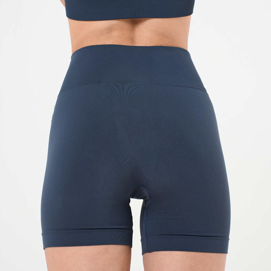 Shorts donna vita alta push up senza cuciture allenamento e tempo libero Blu 3/5
