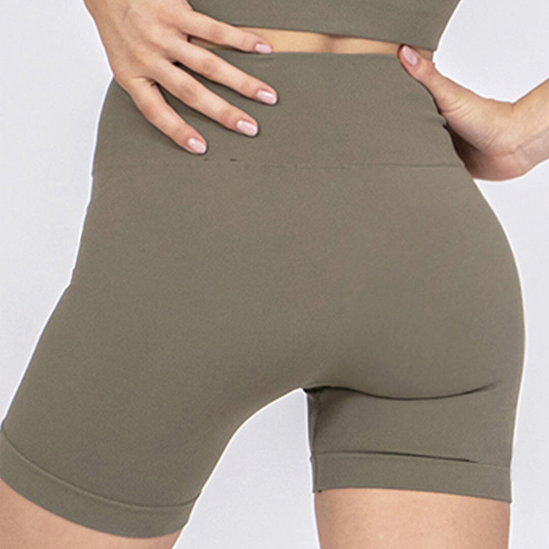 Shorts donna vita alta push up senza cuciture allenamento e tempo libero Salvia 3/5