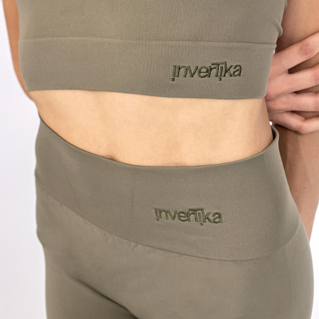 Shorts donna vita alta push up senza cuciture allenamento e tempo libero Salvia 4/5