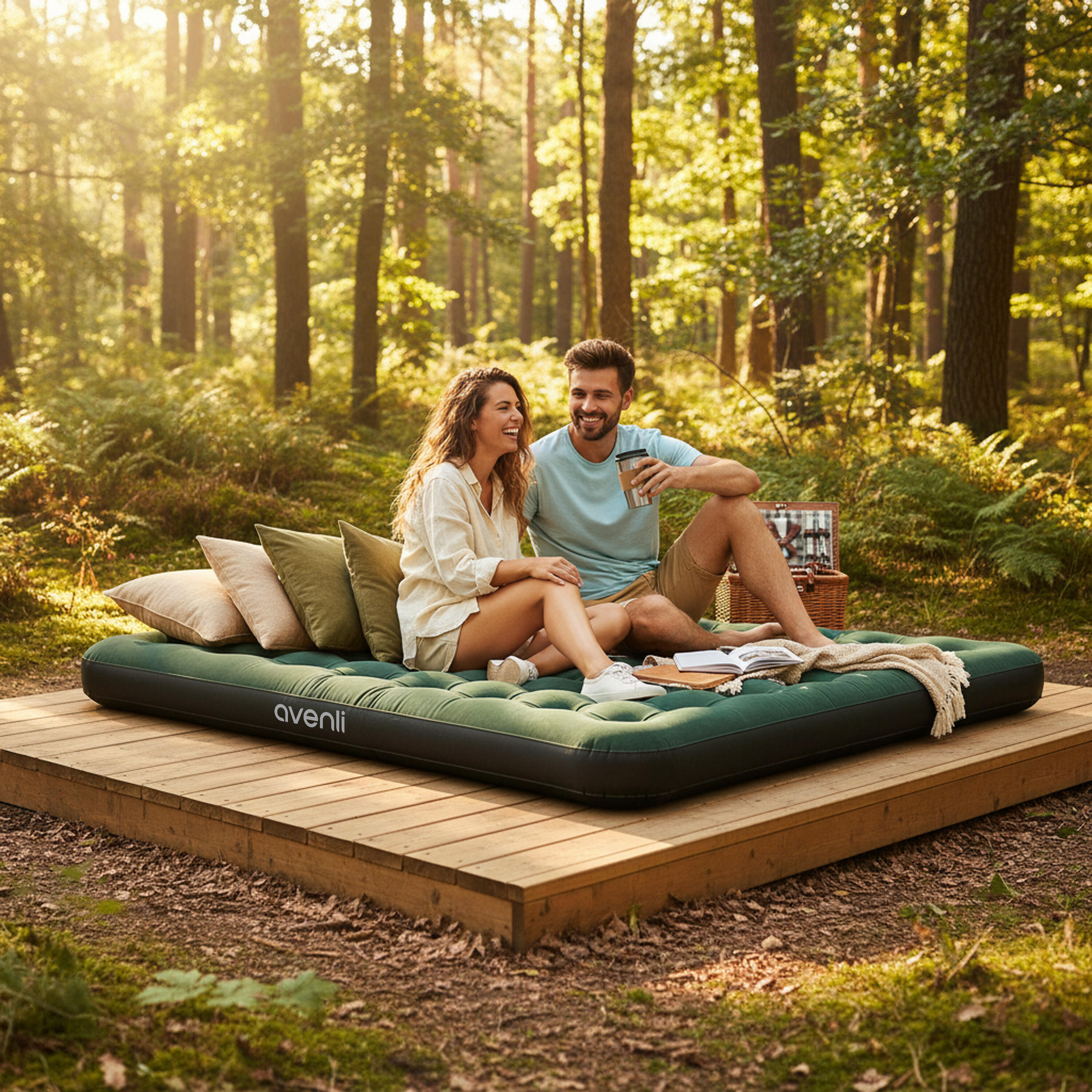 Luftmatratze Camping 2 Personen 203x152x22cm Luftbett Campingmatratze 3/6