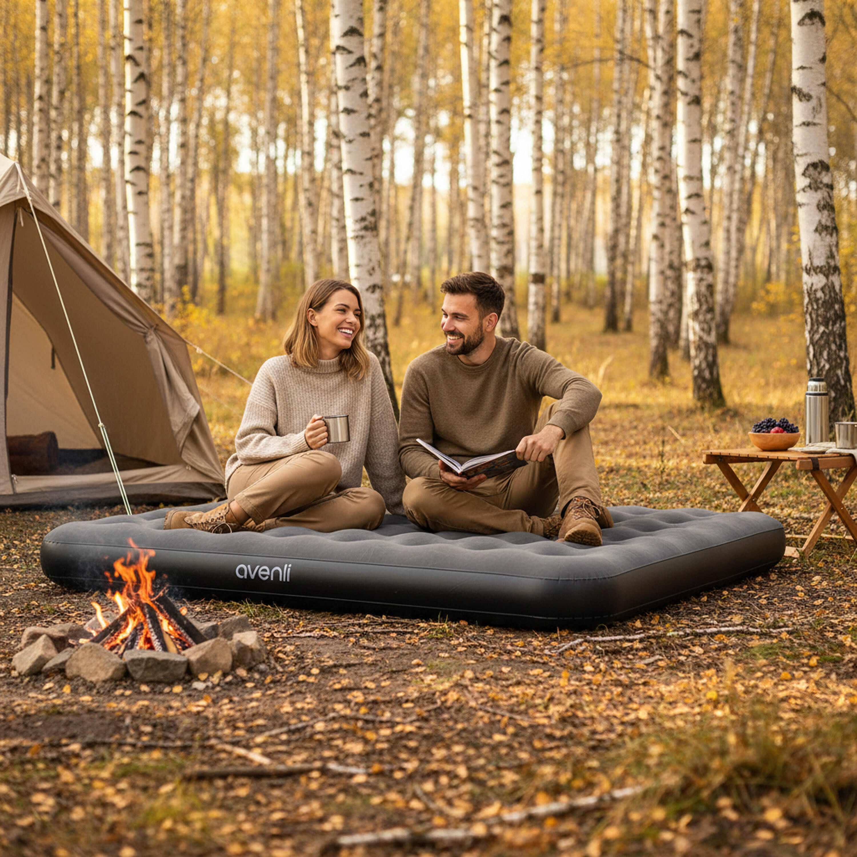 Luftmatratze Camping 2 Personen 203x183x22cm Luftbett Campingmatratze 2/6