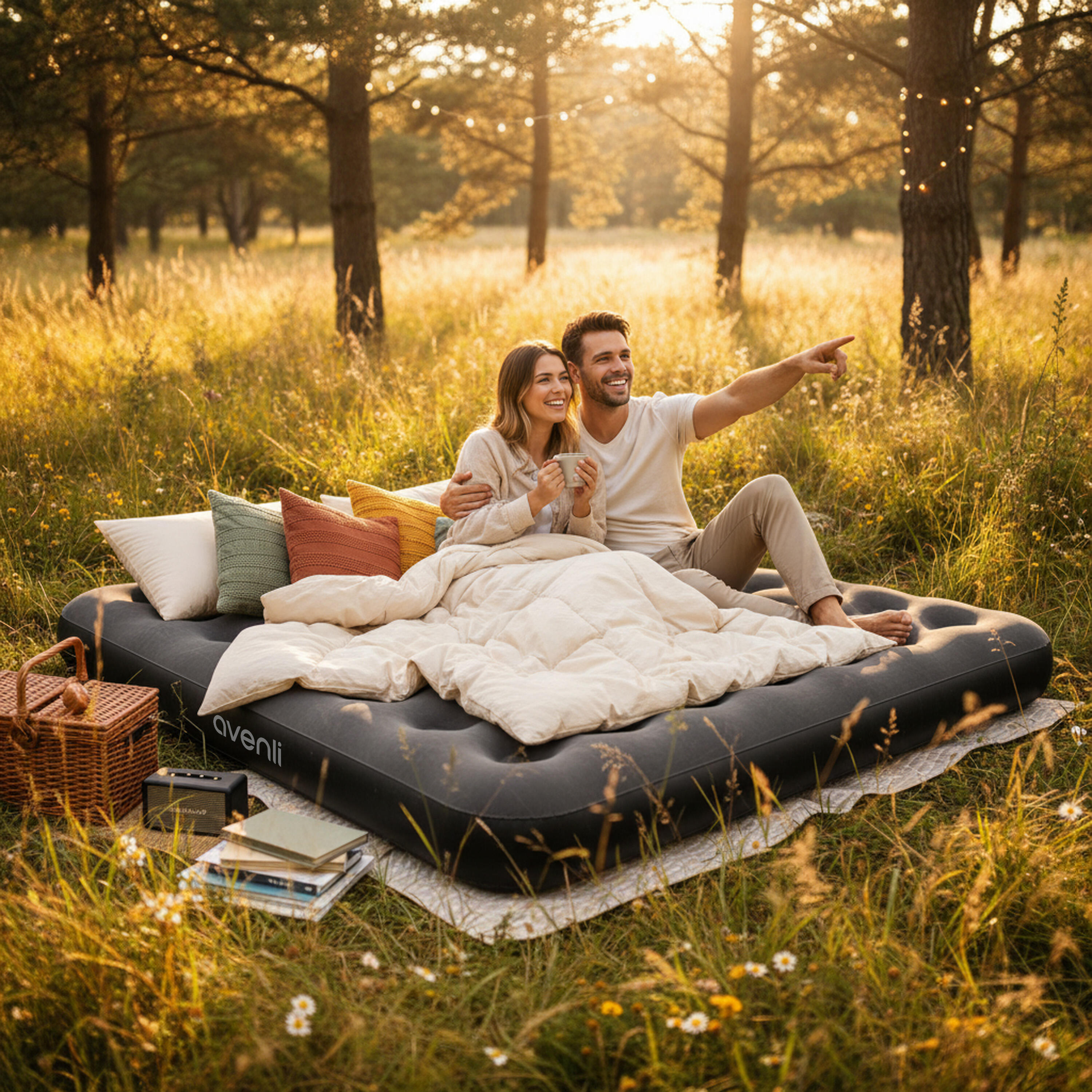 Luftmatratze Camping 2 Personen 203x183x22cm Luftbett Campingmatratze 4/6