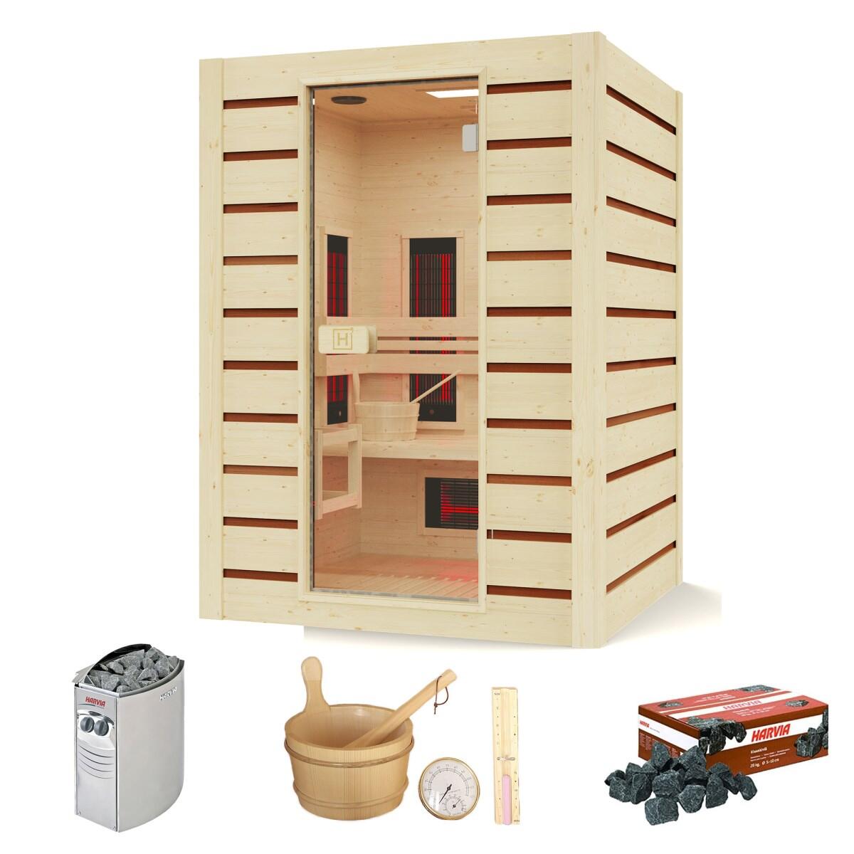 Holl's  - Hybrid Combi 2 Places – Sauna Vapeur Et Infrarouge Avec Led Et Audio Intégré - Sauna - Beige - No Size - Decathlon