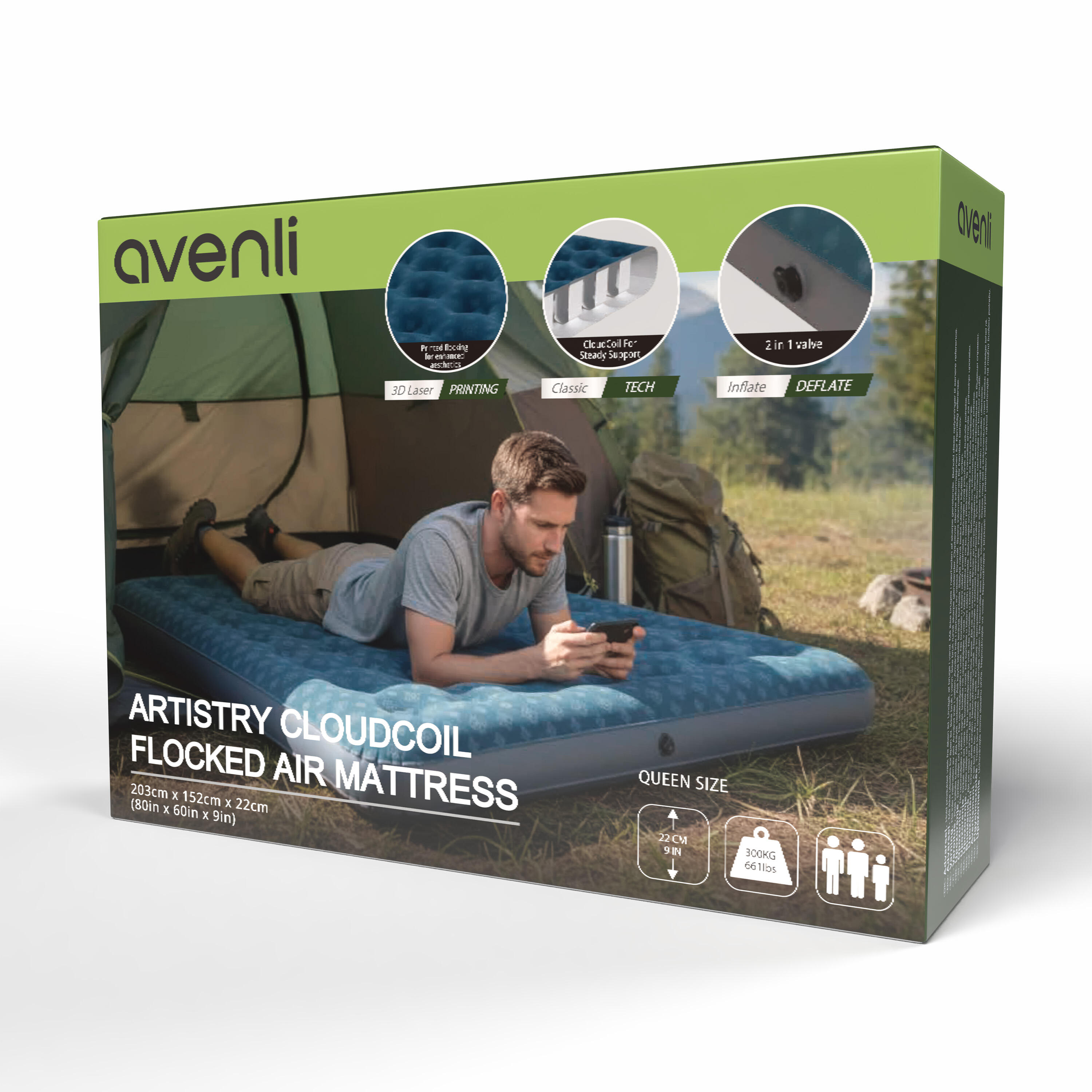 Luftmatratze Camping 2 Personen 203x152x22cm Luftbett Campingmatratze 7/7