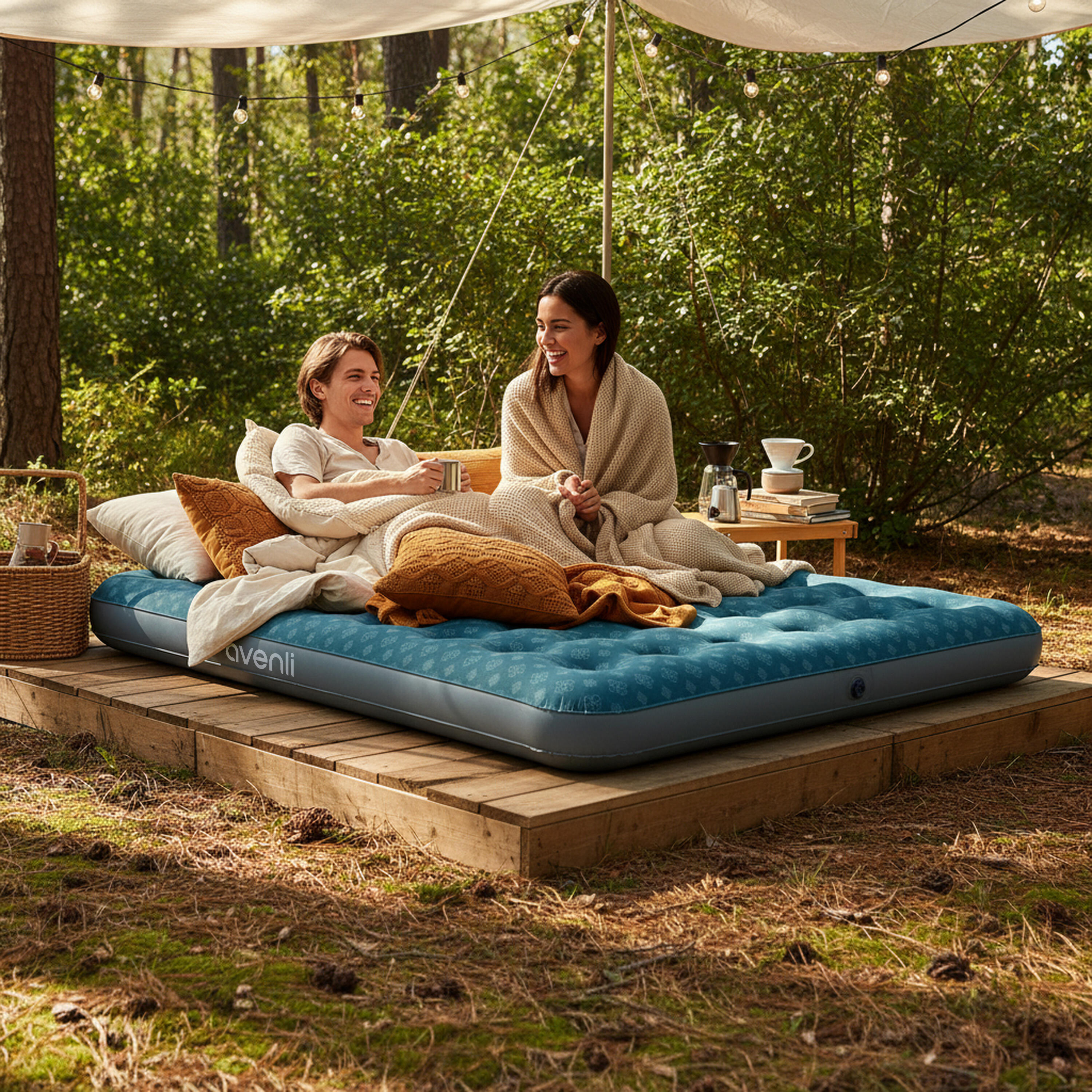 Luftmatratze Camping 2 Personen 203x152x22cm Luftbett Campingmatratze 4/7