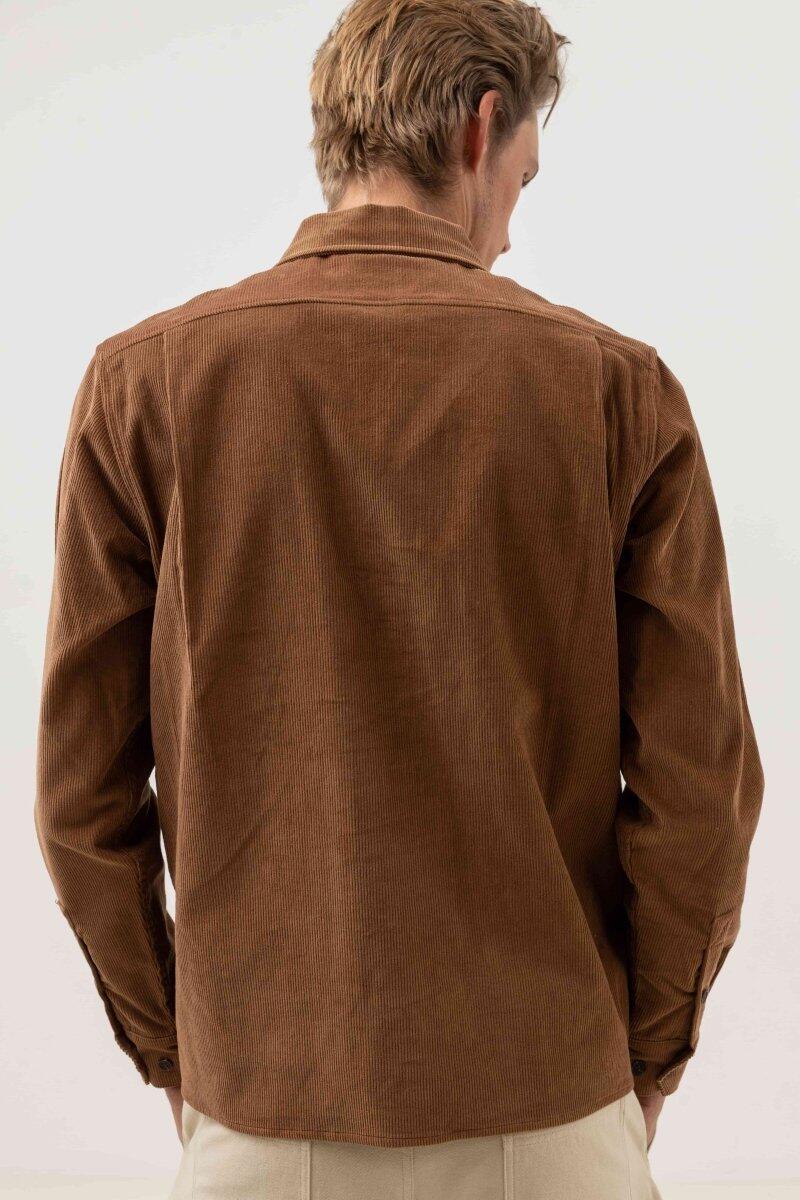 Camisa de pana de manga larga para hombre 3/4