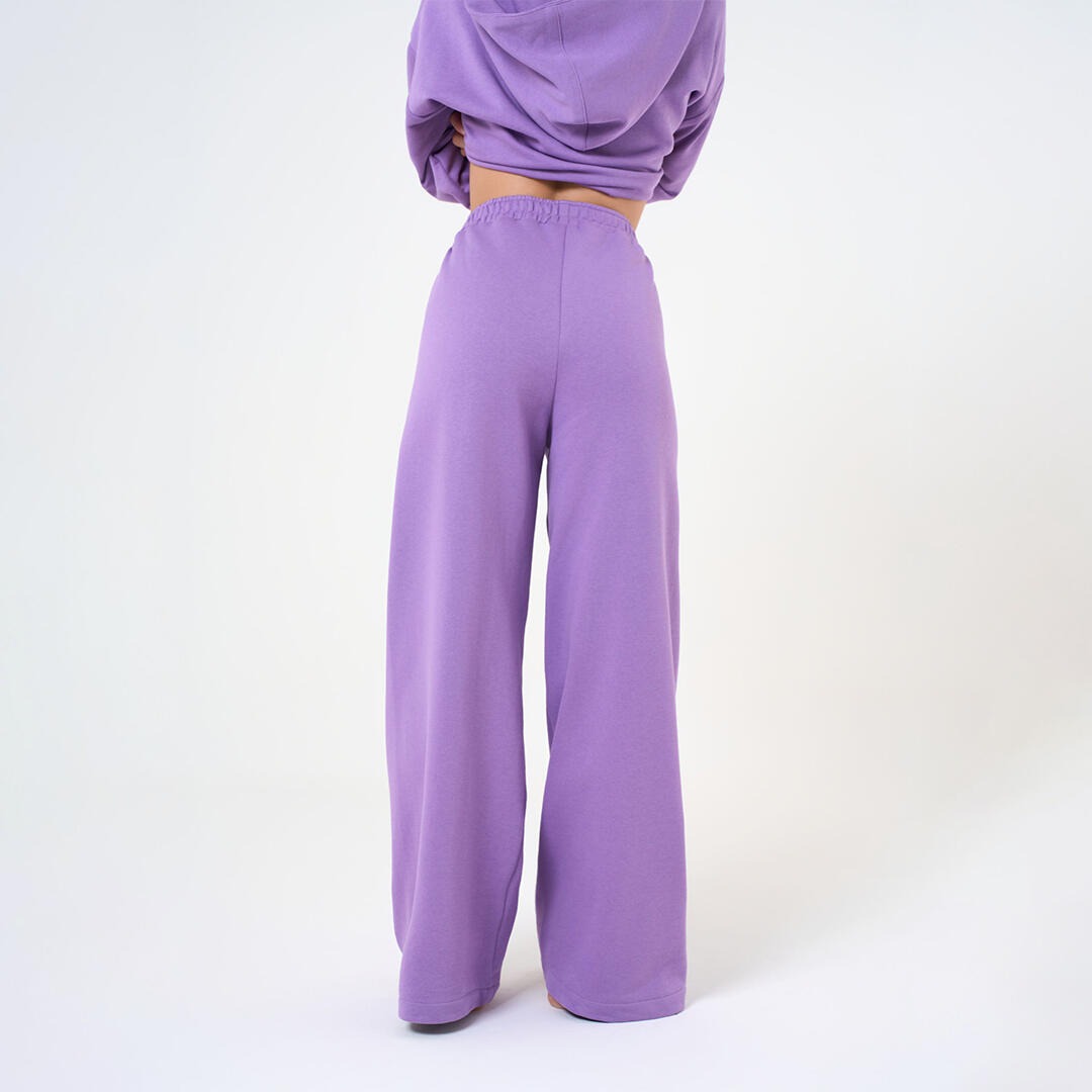 Pantaloni donna wide-leg vita alta pre post allenamento tempo libero Lilla 3/5