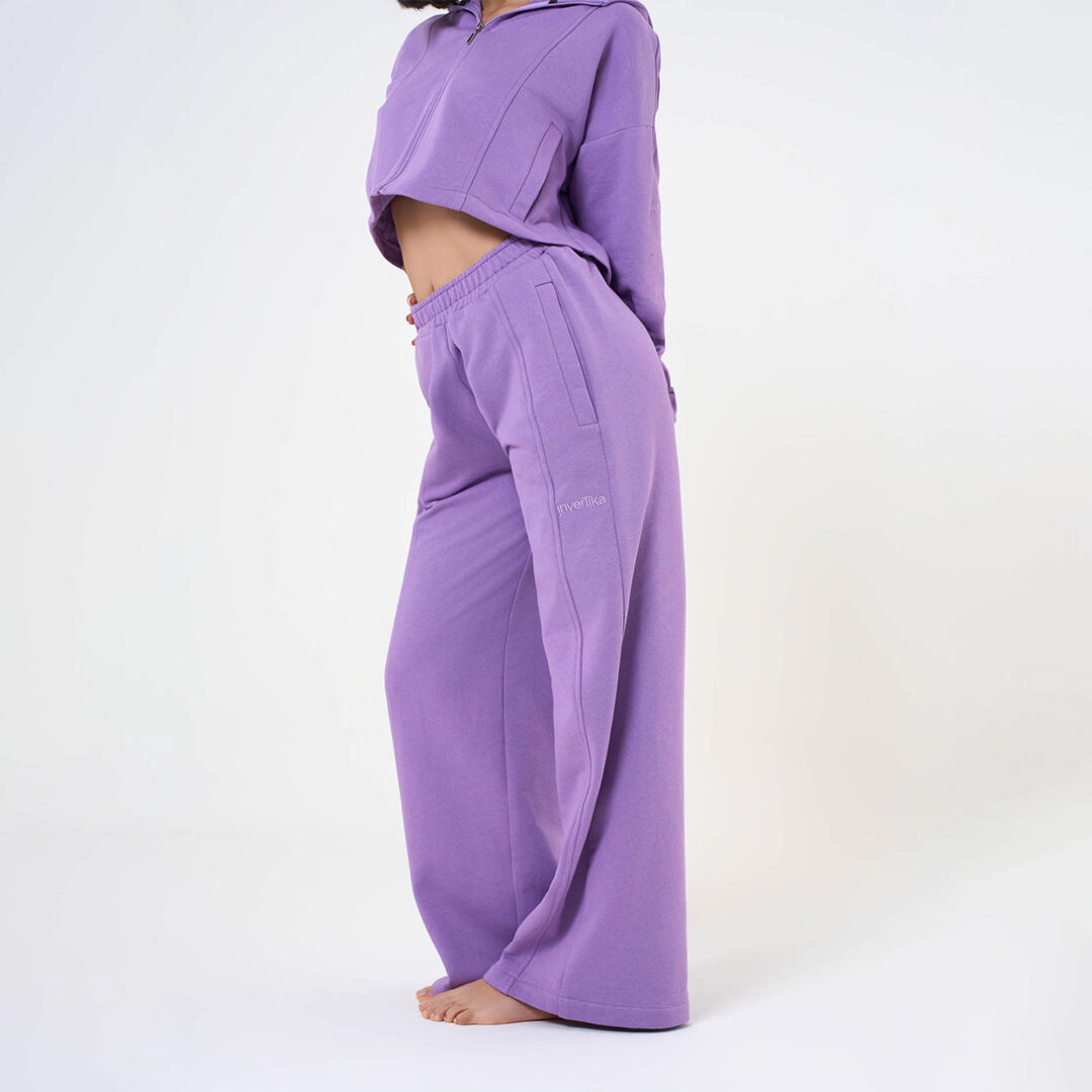 Pantaloni donna wide-leg vita alta pre post allenamento tempo libero Lilla 2/5