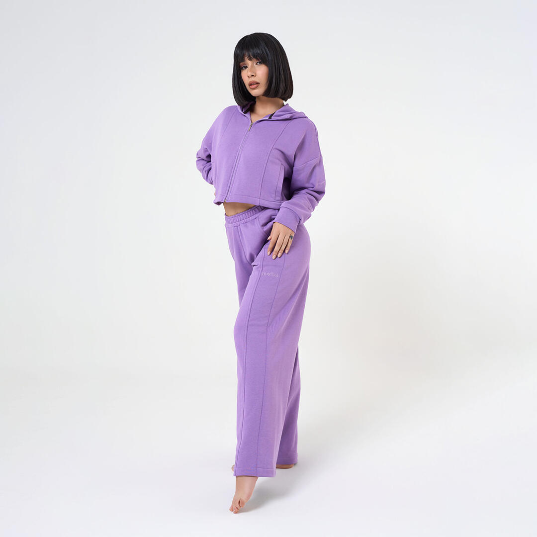 Pantaloni donna wide-leg vita alta pre post allenamento tempo libero Lilla 5/5