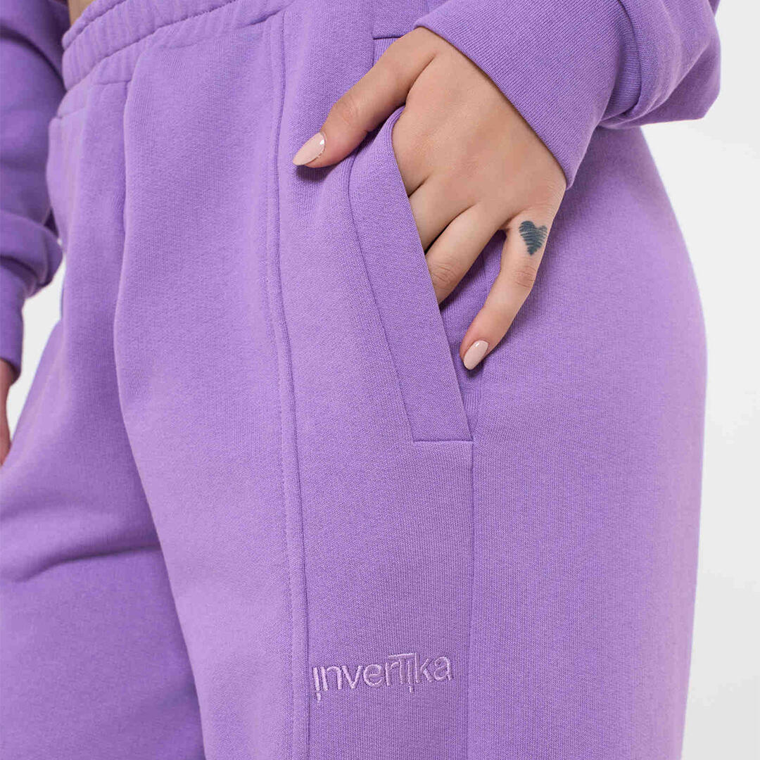Pantaloni donna wide-leg vita alta pre post allenamento tempo libero Lilla 4/5