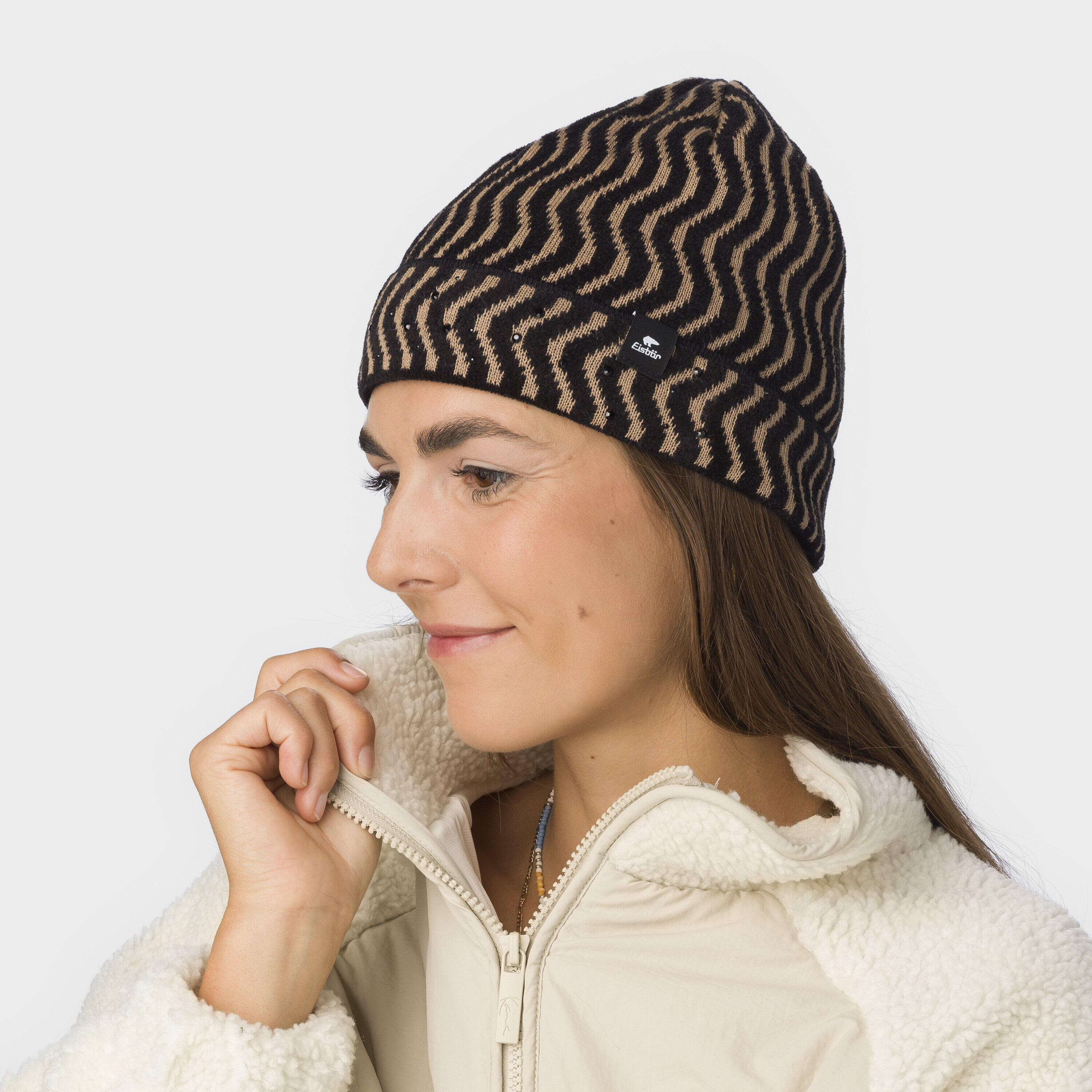 Bonnet Jenn Crystal Beanie Femme Bonnet tricoté doux confortable Mérinos 6/7