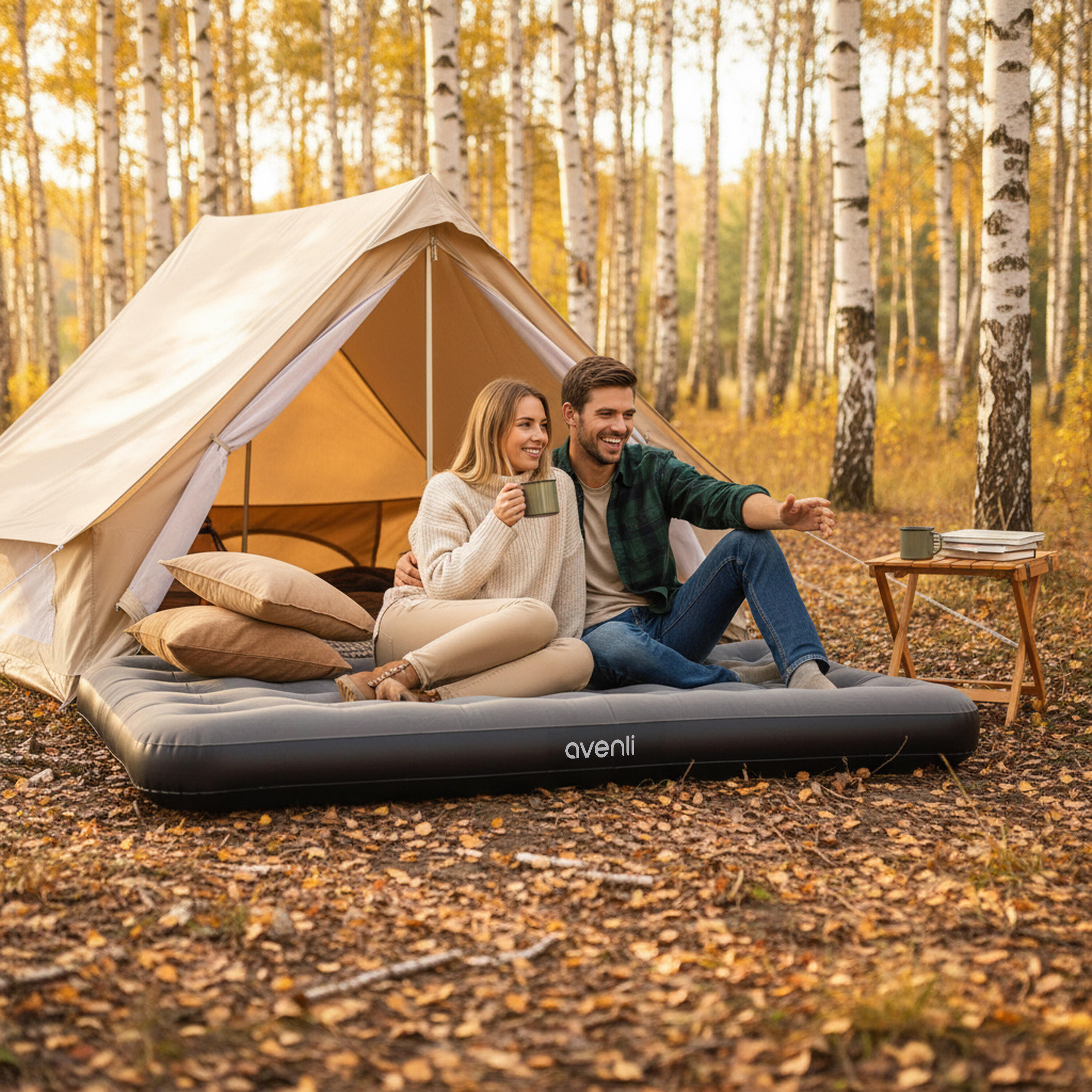Luftmatratze Camping 2 Personen 203x152x22cm Luftbett Campingmatratze 3/6