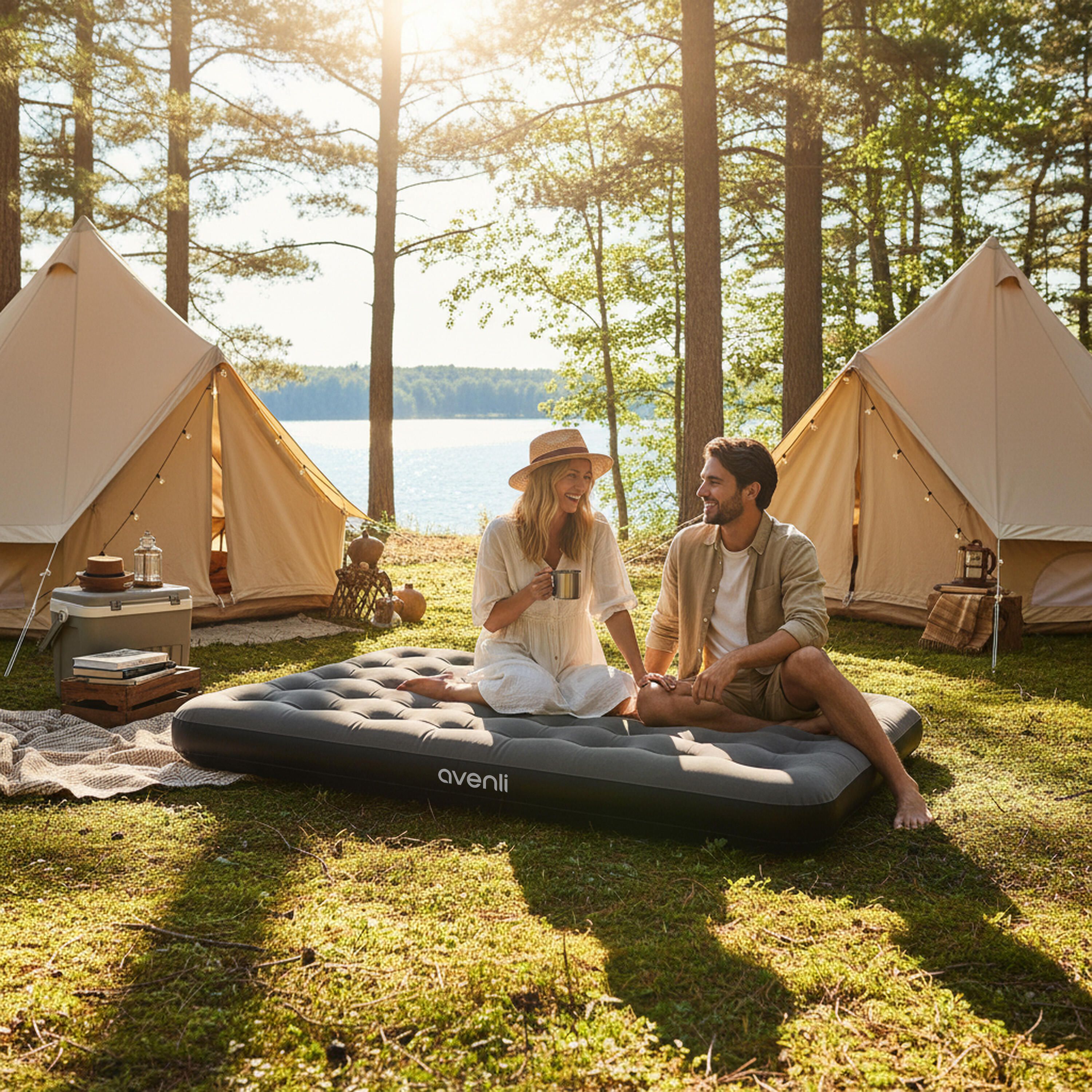 Luftmatratze Camping 2 Personen 203x152x22cm Luftbett Campingmatratze 2/6