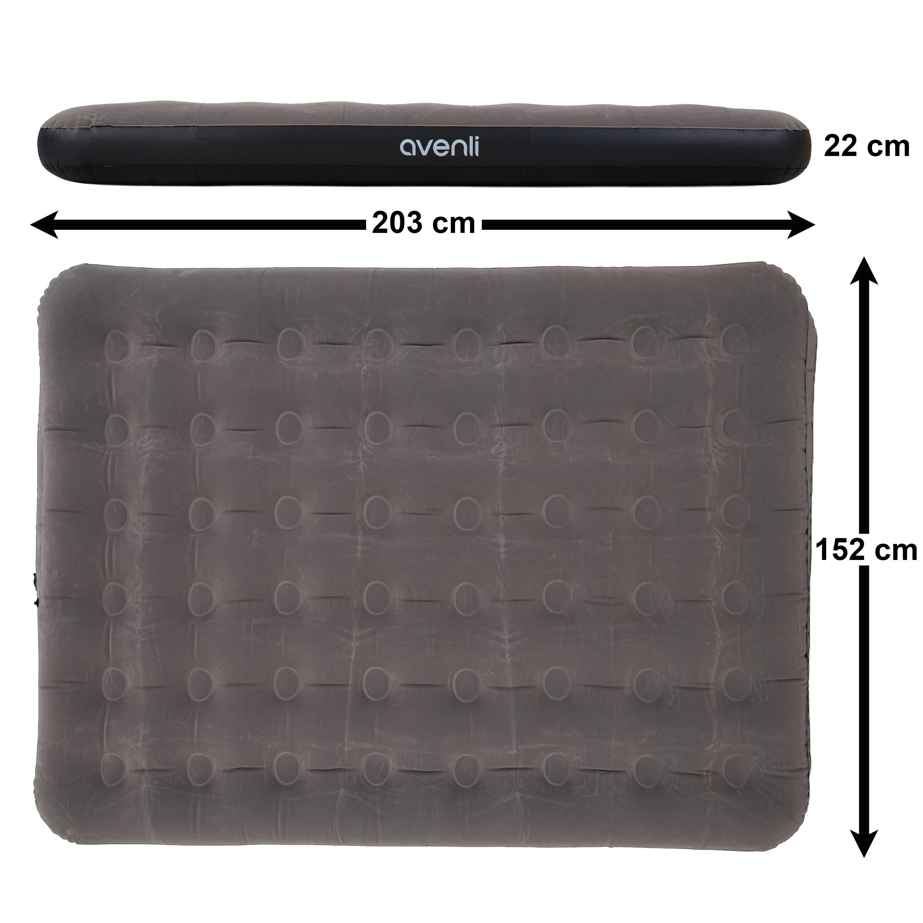 AVENLI Luftmatratze Luftbett Fr 2 Personen 203x152x22cm - Camping  Gstebett Mit Beflockter Oberflche
