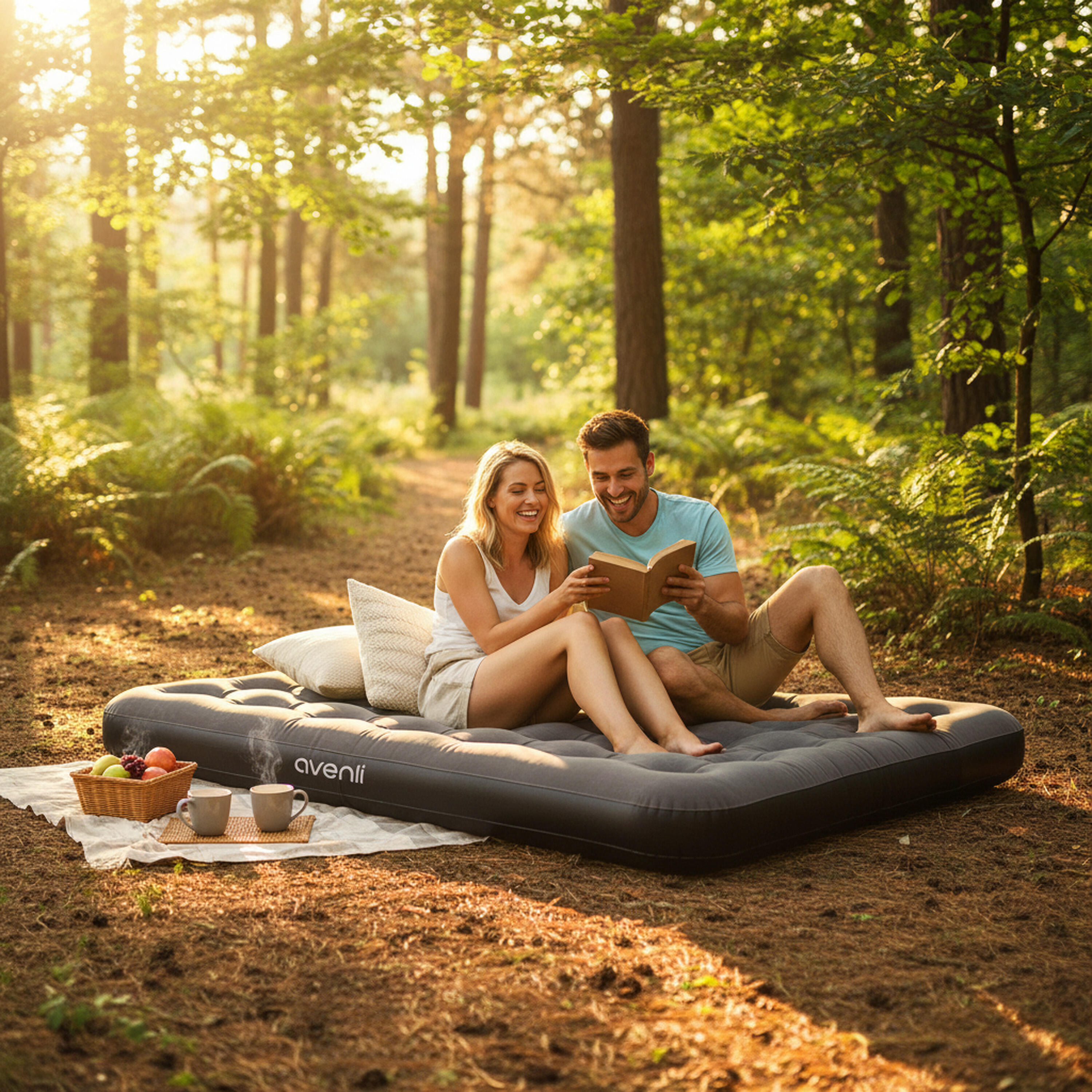 Luftmatratze Camping 2 Personen 203x152x22cm Luftbett Campingmatratze 4/6