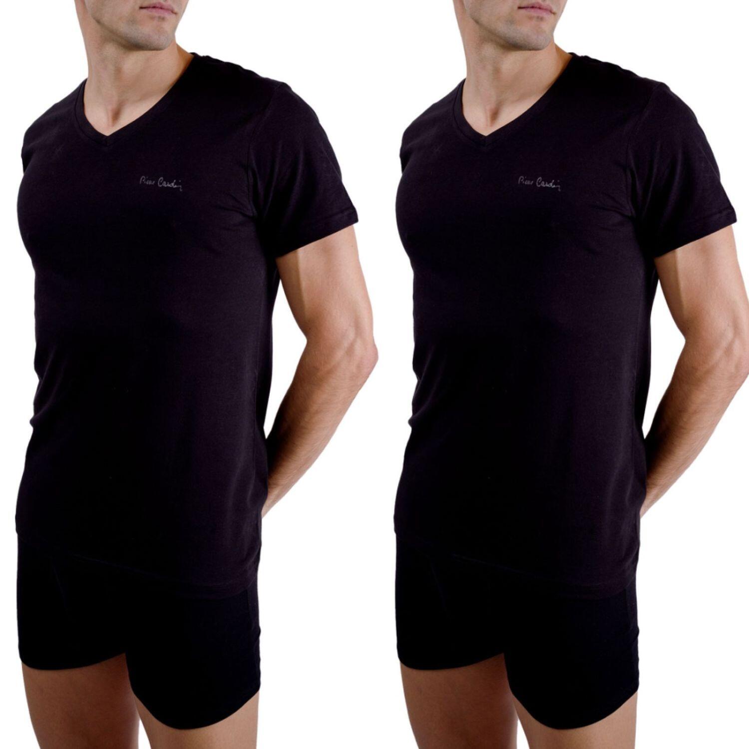Lot de 2 t-shirts homme en col v avec broderie sur la poitrine 1/1