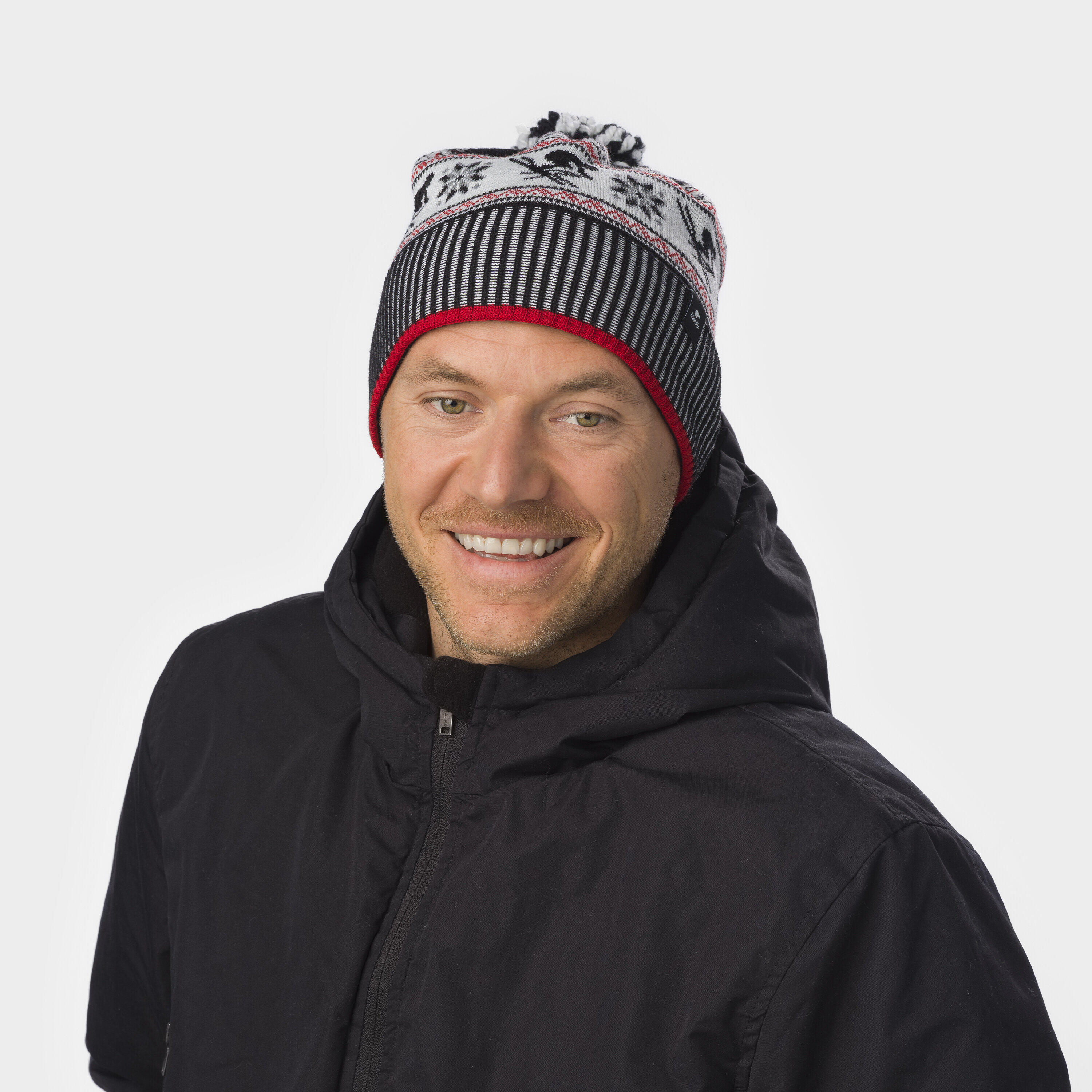 Mütze Retro Bommelmütze Herren Damen Wintermütze Fleece Pompon warm Merino 5/6