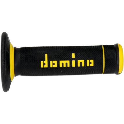 Chwyt Domino A190 zamknięty gumowy 22/26 mm czarny/żółty 120/123 mm