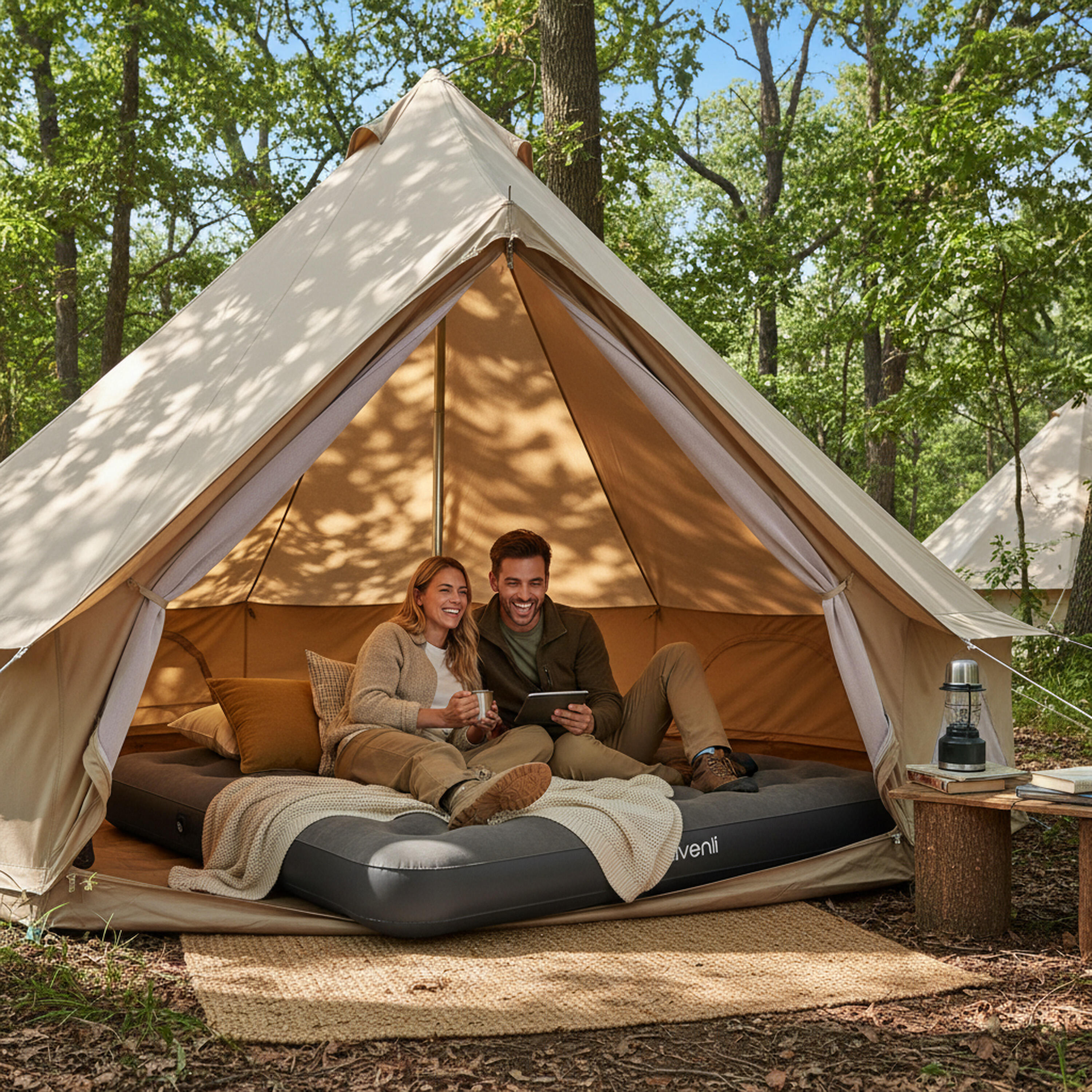 Luftmatratze Camping 2 Personen 203x152x22cm Luftbett mit Fupumpe Camping  | Decathlon